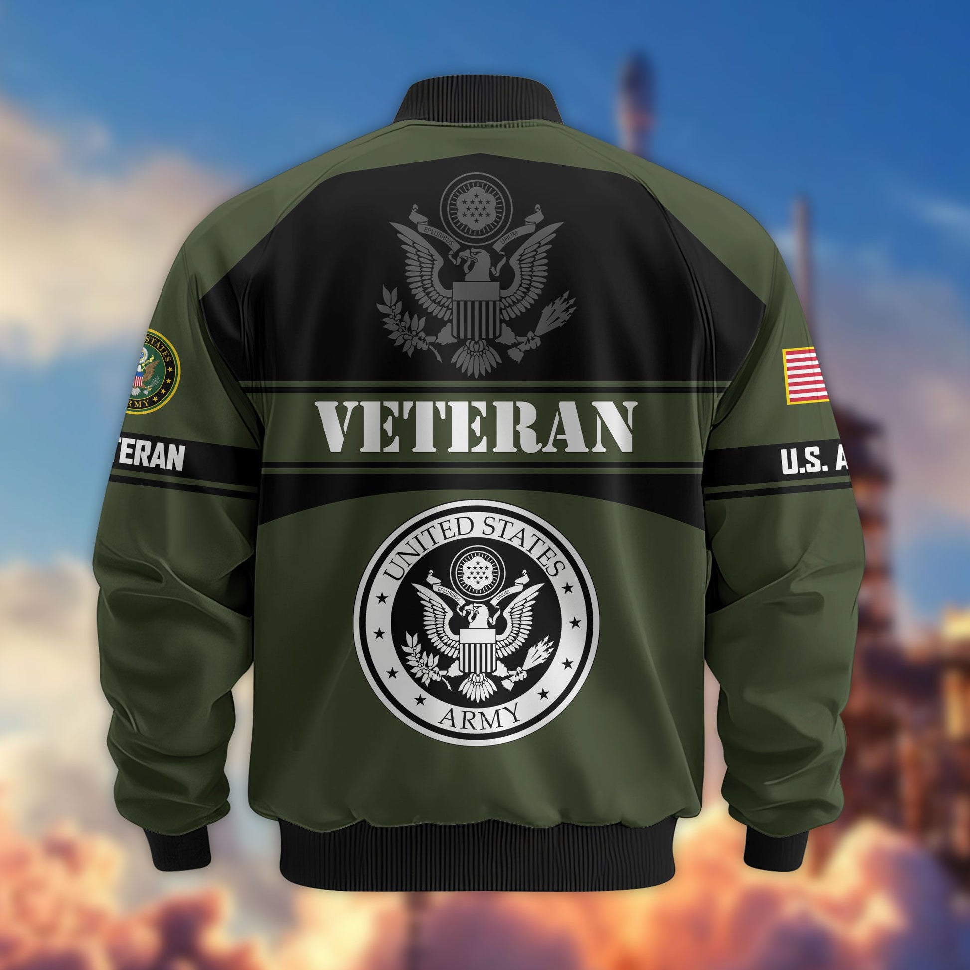 Premium US Veterans Bomber Jacket ATTN270821, Gifts For US Veterans, Gifts On Father's Day, Veterans Day.