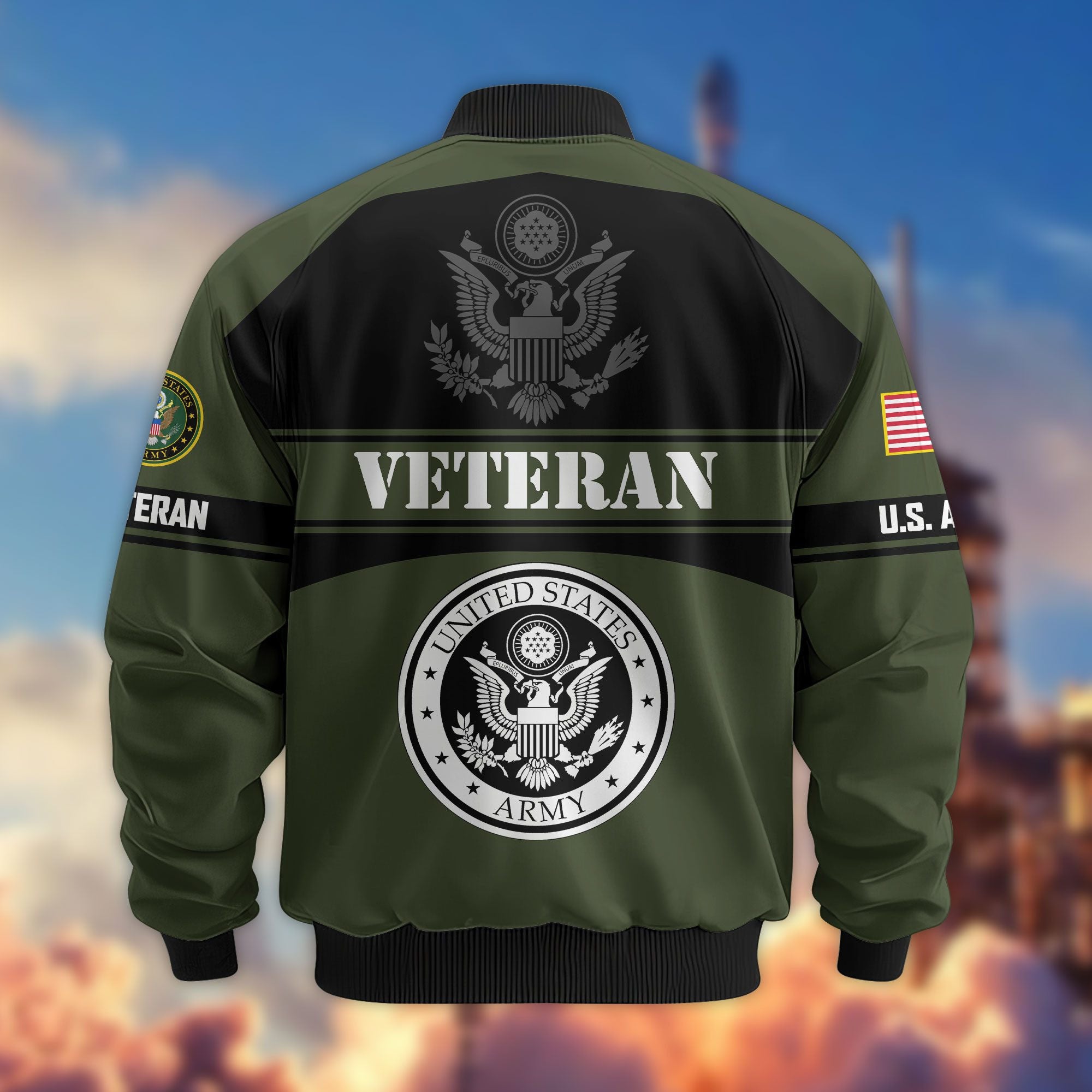 Premium US Veterans Bomber Jacket ATTN270821, Gifts For US Veterans, Gifts On Father's Day, Veterans Day.