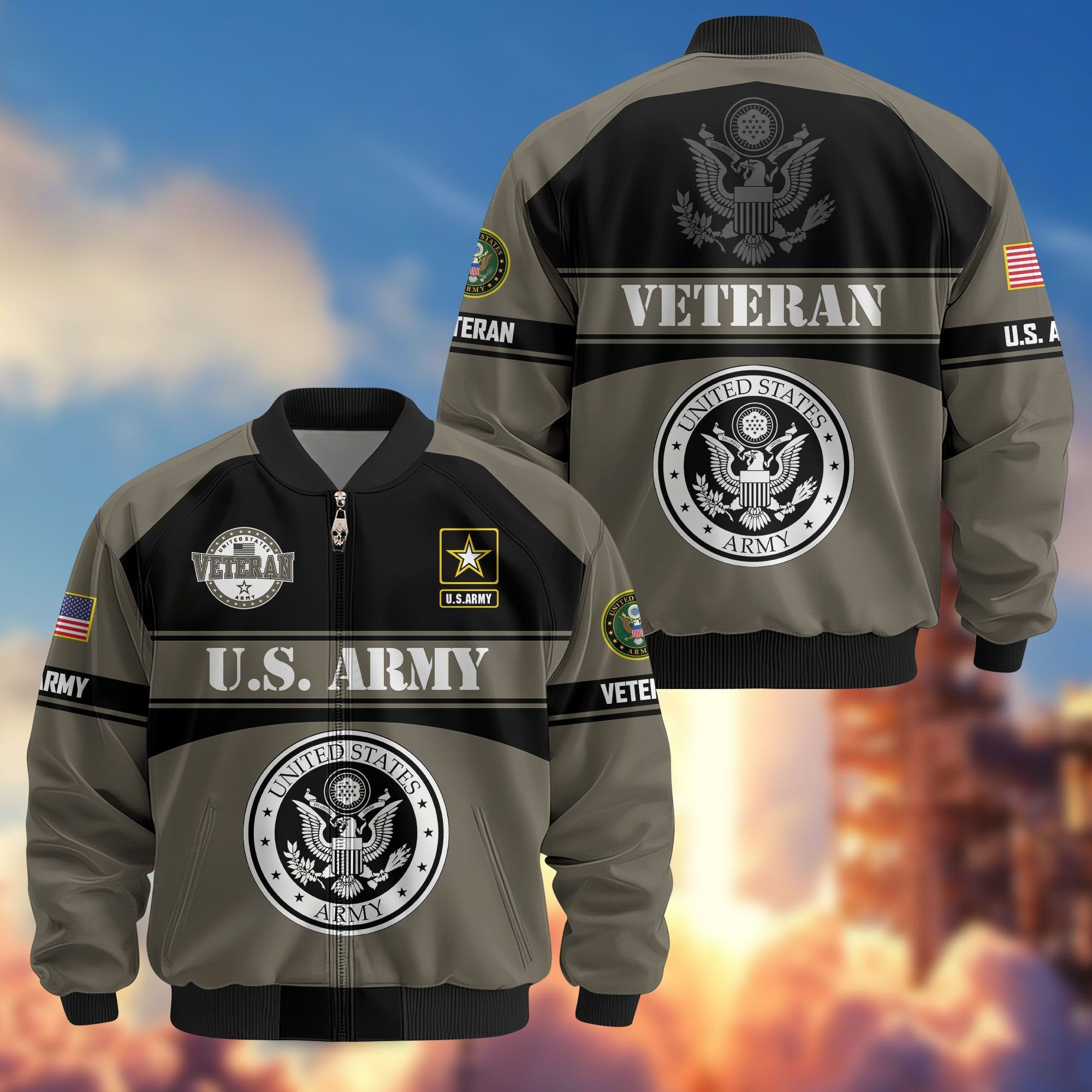 Premium US Veterans Bomber Jacket ATTN270821, Gifts For US Veterans, Gifts On Father's Day, Veterans Day.