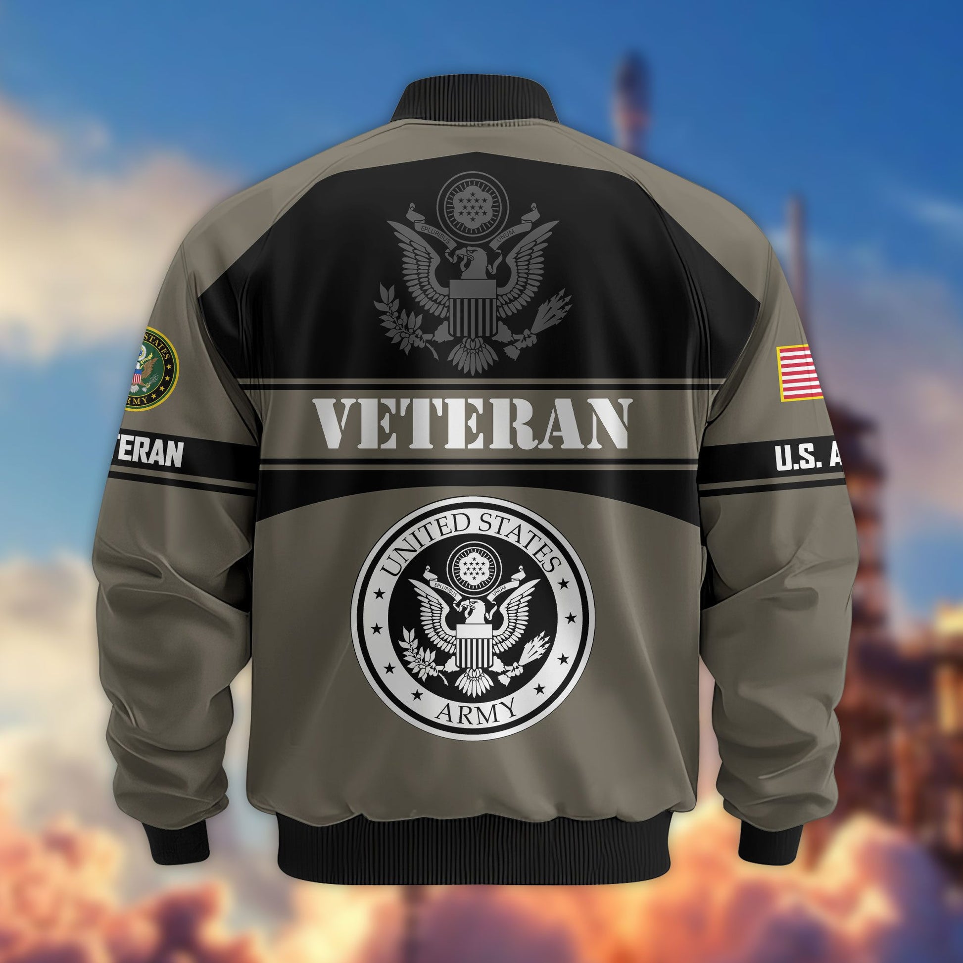 Premium US Veterans Bomber Jacket ATTN270821, Gifts For US Veterans, Gifts On Father's Day, Veterans Day.