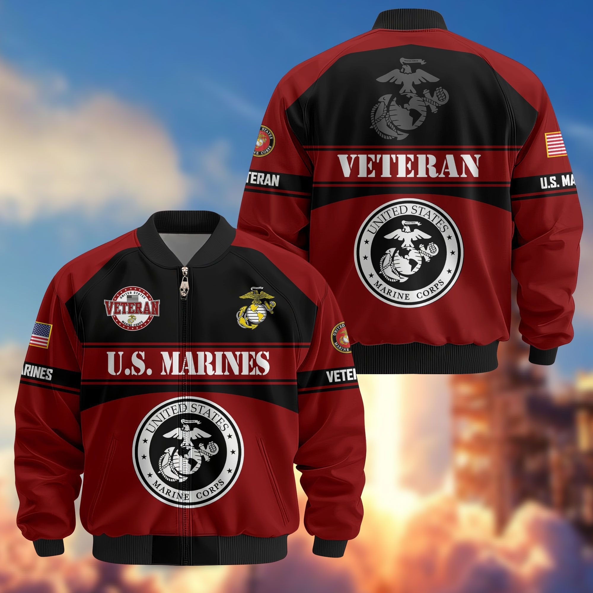 Premium US Veterans Bomber Jacket ATTN270821, Gifts For US Veterans, Gifts On Father's Day, Veterans Day.