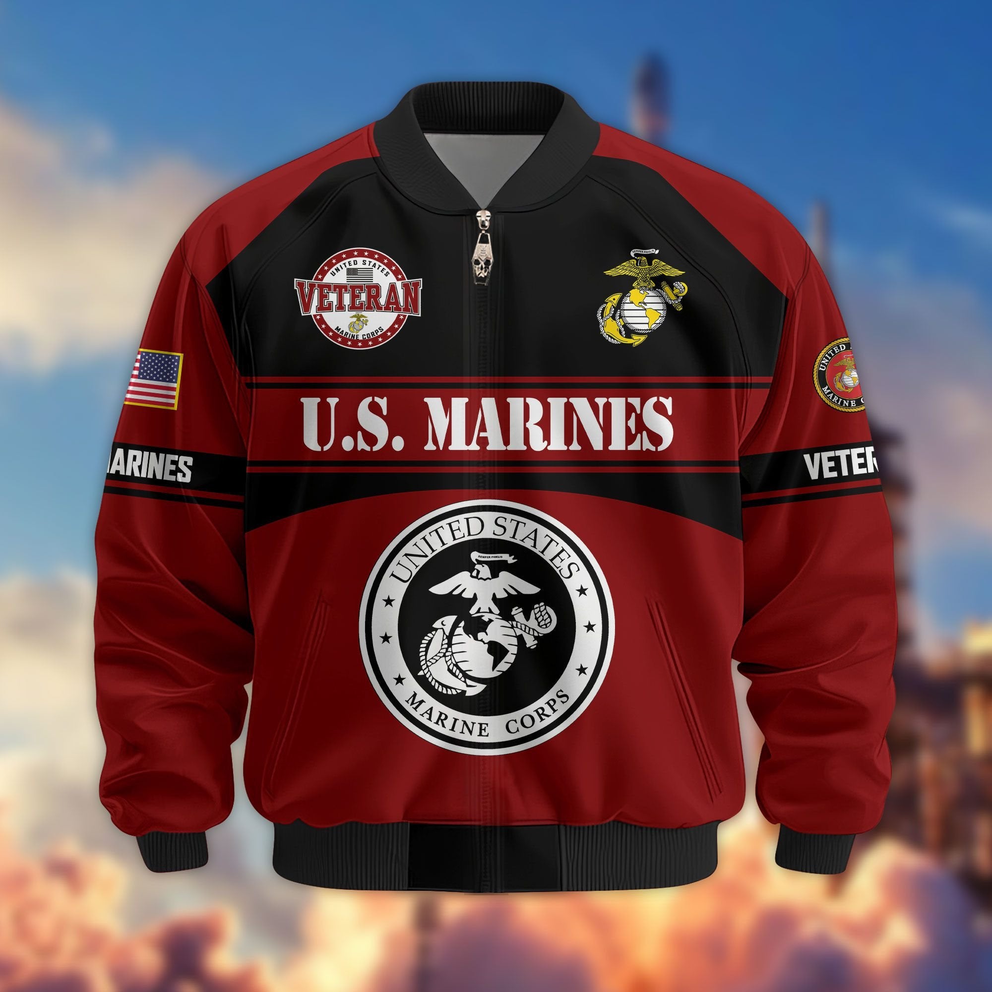 Premium US Veterans Bomber Jacket ATTN270821, Gifts For US Veterans, Gifts On Father's Day, Veterans Day.
