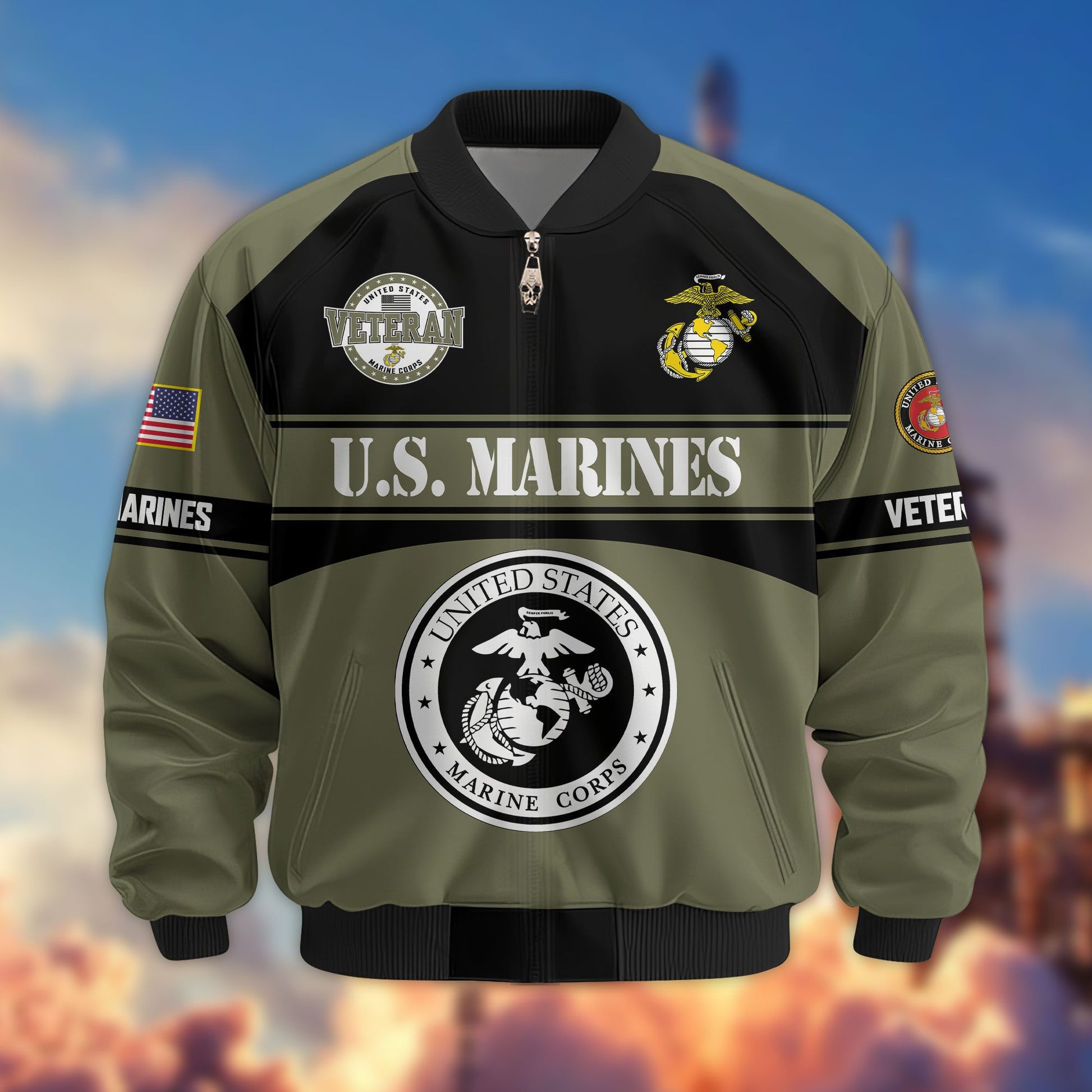 Premium US Veterans Bomber Jacket ATTN270821, Gifts For US Veterans, Gifts On Father's Day, Veterans Day.