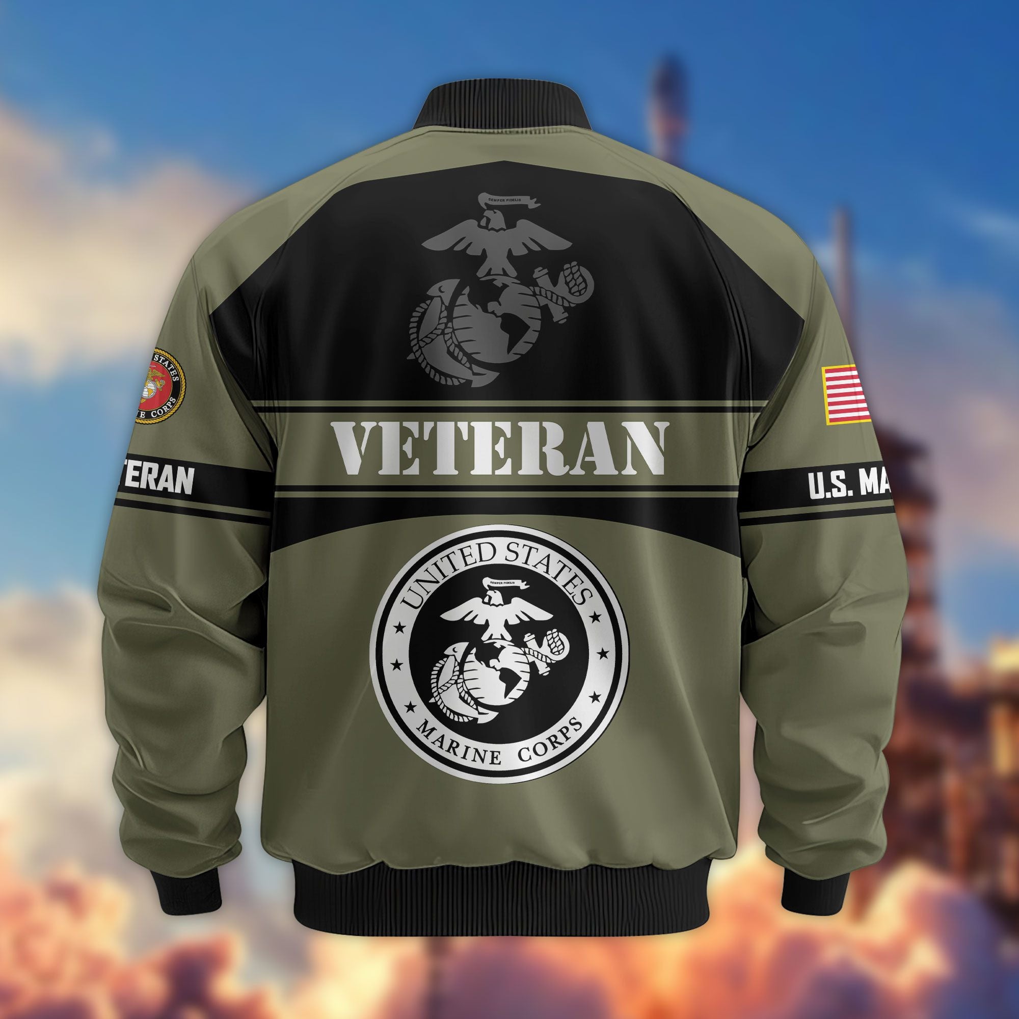 Premium US Veterans Bomber Jacket ATTN270821, Gifts For US Veterans, Gifts On Father's Day, Veterans Day.