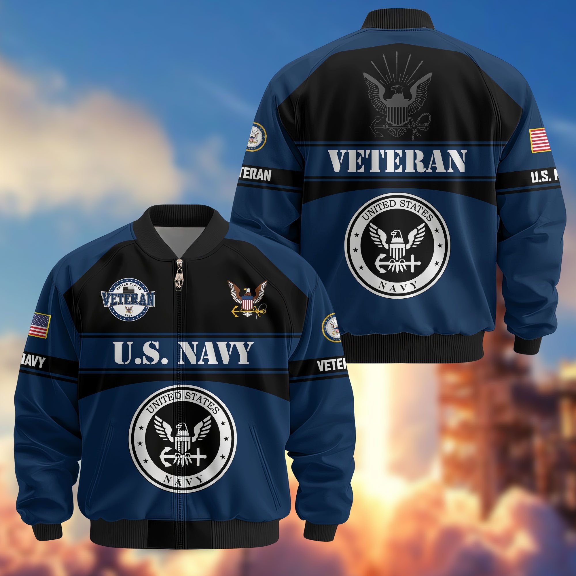 Premium US Veterans Bomber Jacket ATTN270821, Gifts For US Veterans, Gifts On Father's Day, Veterans Day.