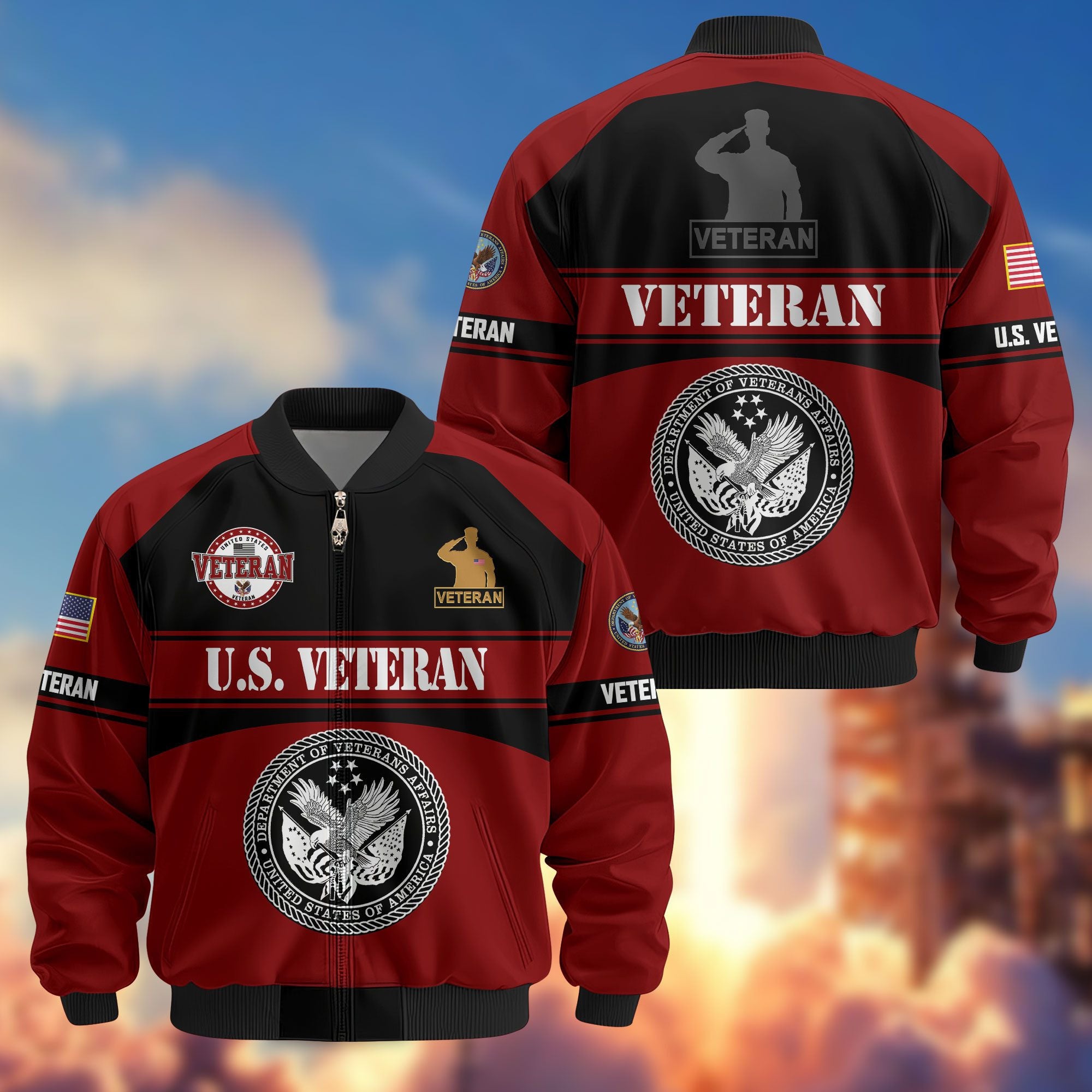 Premium US Veterans Bomber Jacket ATTN270821, Gifts For US Veterans, Gifts On Father's Day, Veterans Day.