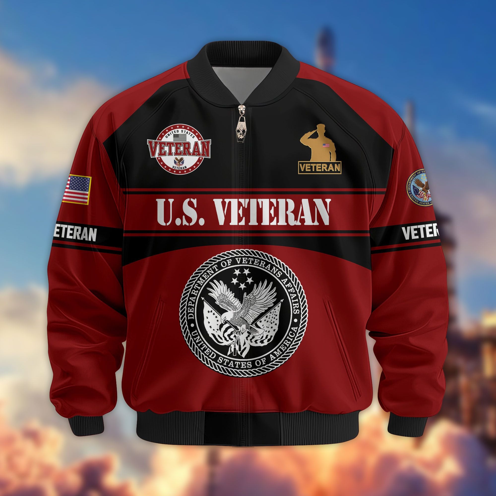 Premium US Veterans Bomber Jacket ATTN270821, Gifts For US Veterans, Gifts On Father's Day, Veterans Day.