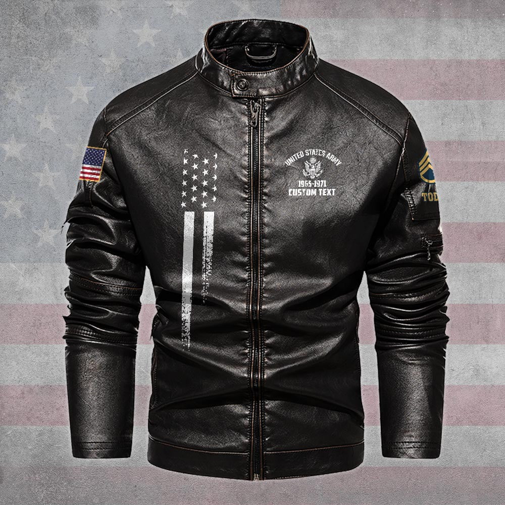 Premium Custom US Army Leather Jacket VPVC702340, Gifts For Army Veteran, Gifts On Father's Day, Veterans Day.