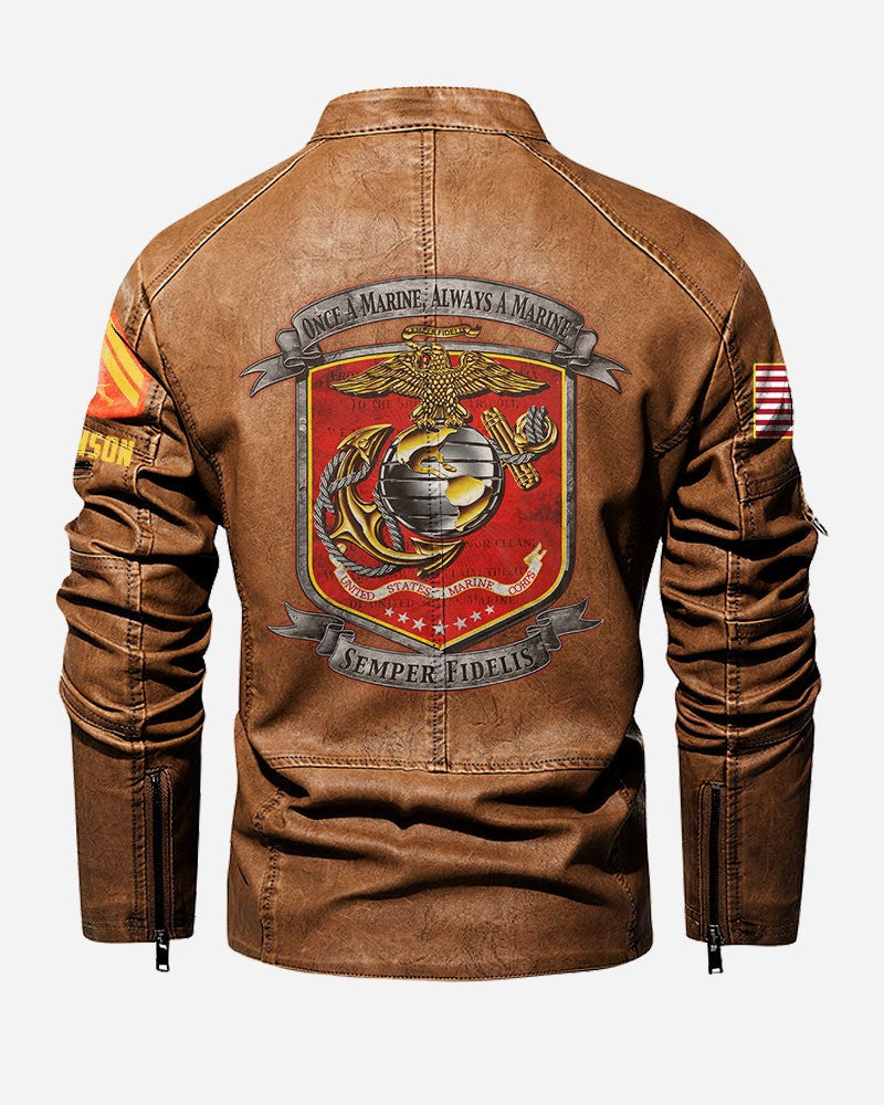 Premium Custom USMC Leather Jacket VPVC702345, Gifts For Marine Veteran, Gifts On Father's Day, Veterans Day.