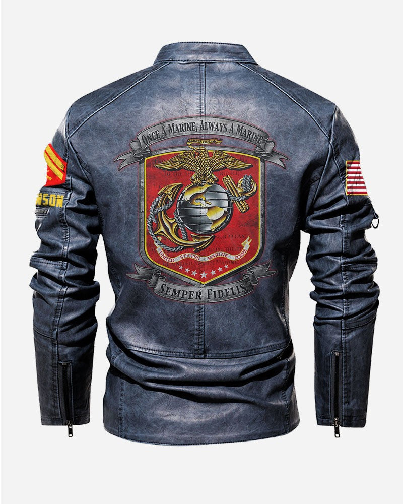Premium Custom USMC Leather Jacket VPVC702346, Gifts For Marine Veteran, Gifts On Father's Day, Veterans Day.