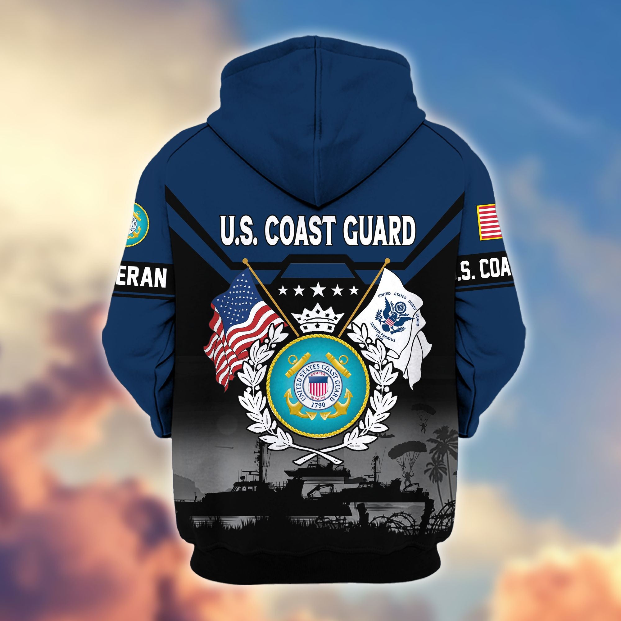 Premium US Veterans Zip Hoodie BPHN011014, Gifts For US Veterans, Gifts On Father's Day, Veterans Day.