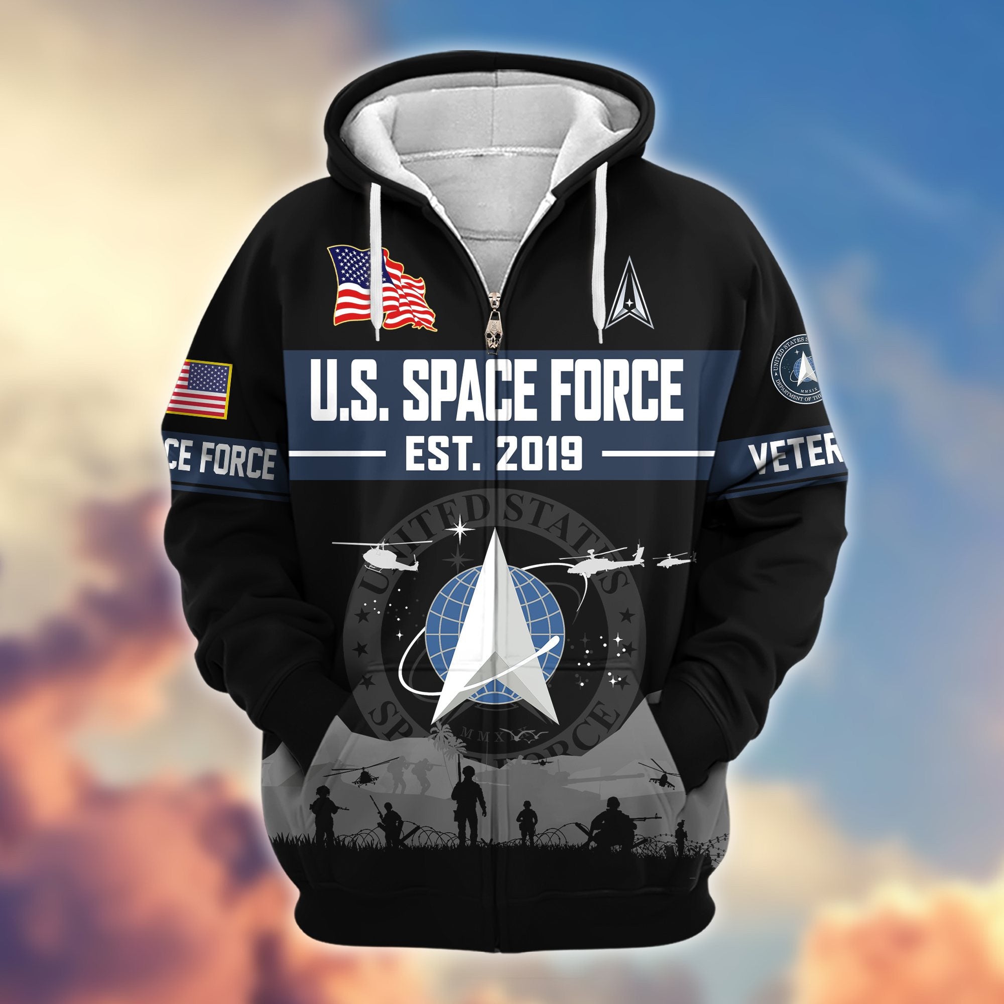 Premium US Veterans Zip Hoodie BPHN021011, Gifts For US Veterans, Gifts On Father's Day, Veterans Day.