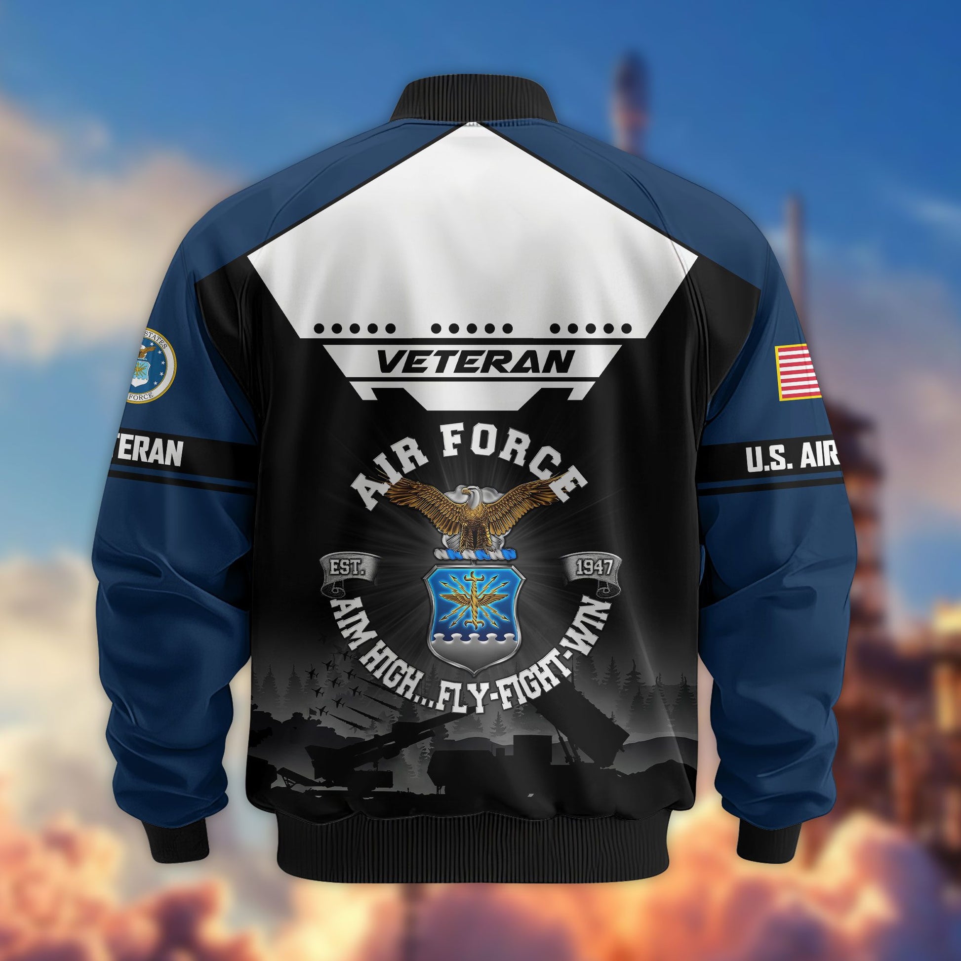 Premium US Veterans Bomber Jacket ATTN011022, Gifts For US Veterans, Gifts On Father's Day, Veterans Day.