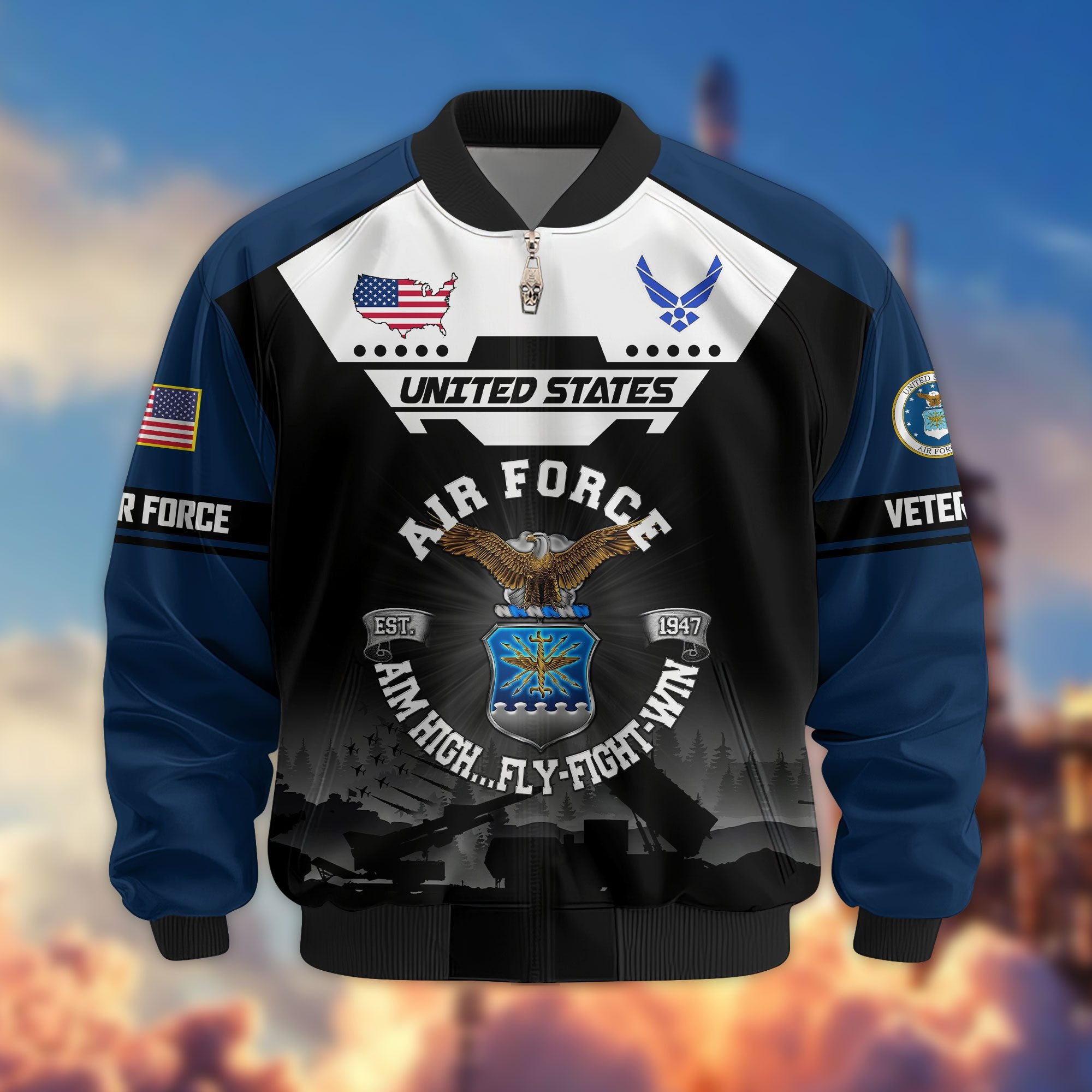 Premium US Veterans Bomber Jacket ATTN011022, Gifts For US Veterans, Gifts On Father's Day, Veterans Day.