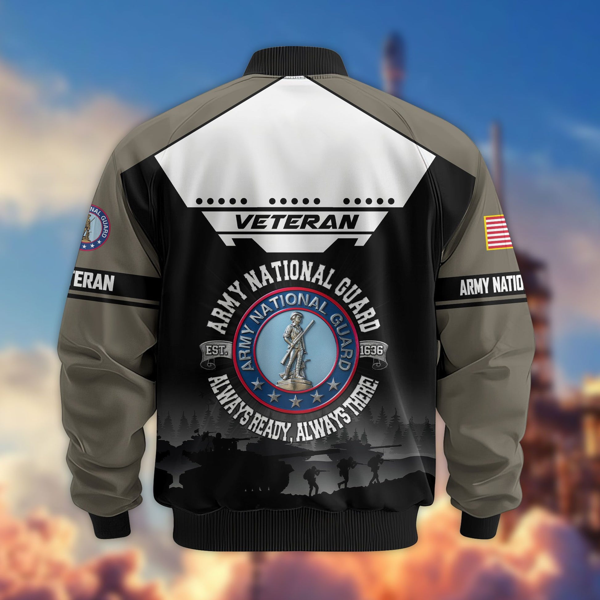 Premium US Veterans Bomber Jacket ATTN011022, Gifts For US Veterans, Gifts On Father's Day, Veterans Day.