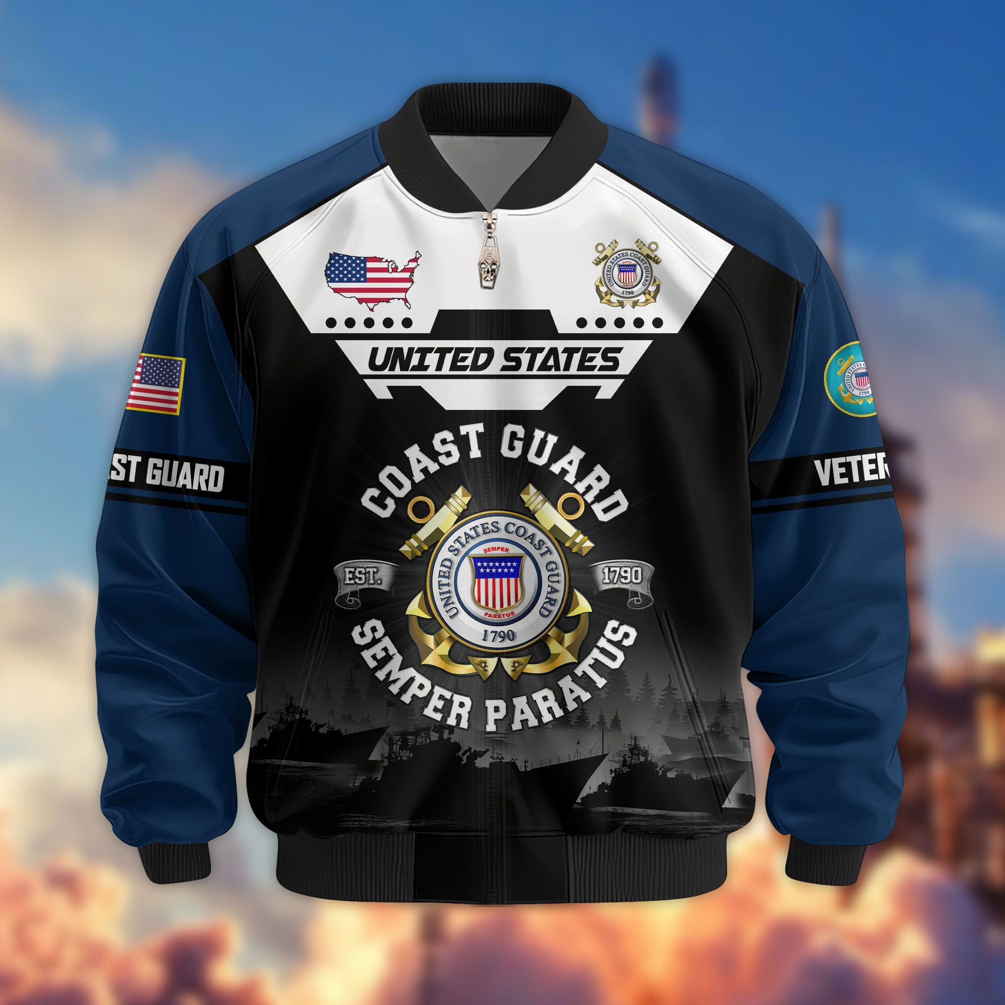Premium US Veterans Bomber Jacket ATTN011022, Gifts For US Veterans, Gifts On Father's Day, Veterans Day.
