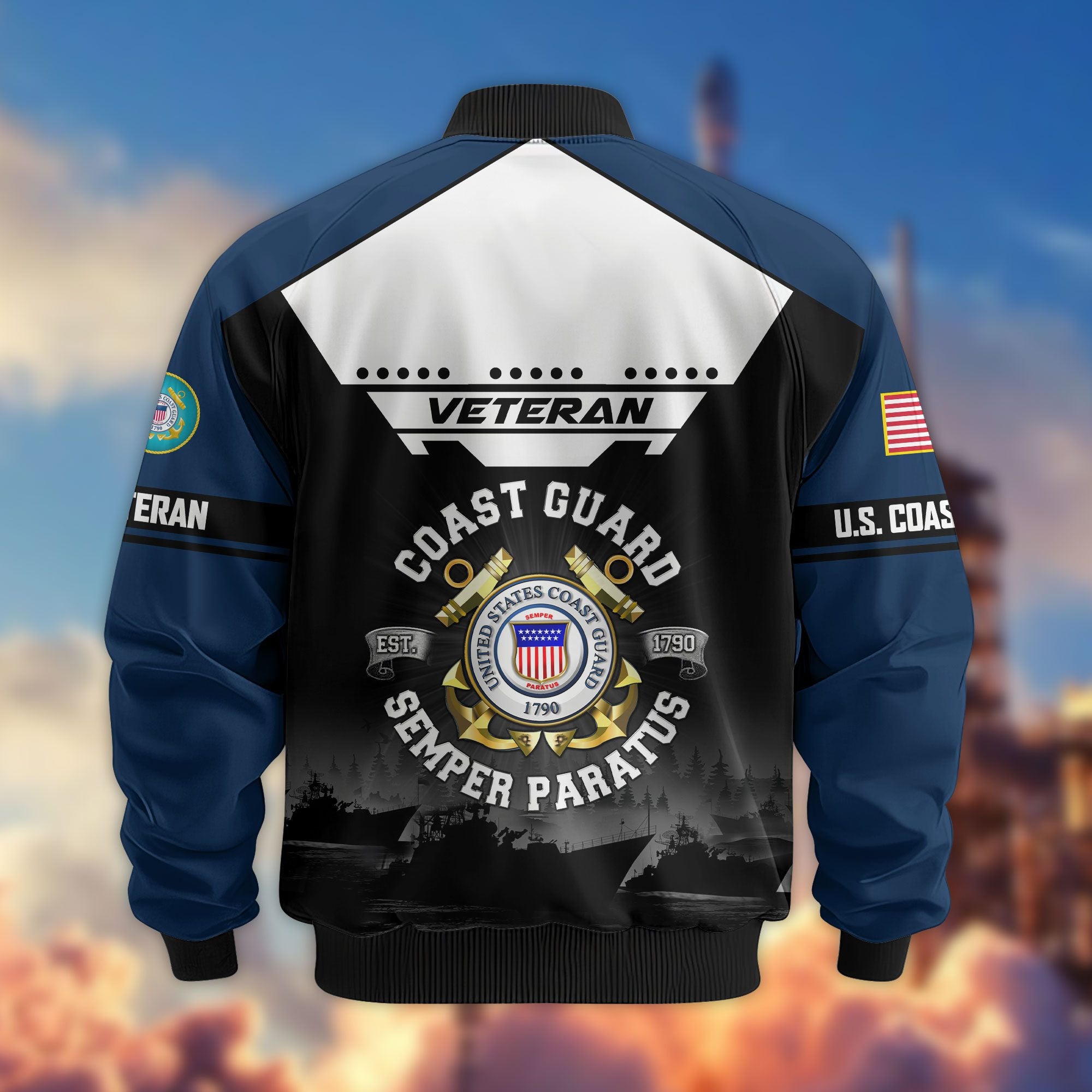 Premium US Veterans Bomber Jacket ATTN011022, Gifts For US Veterans, Gifts On Father's Day, Veterans Day.