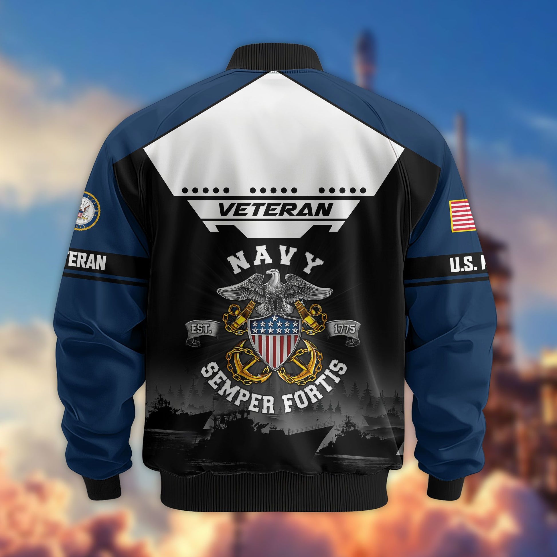 Premium US Veterans Bomber Jacket ATTN011022, Gifts For US Veterans, Gifts On Father's Day, Veterans Day.