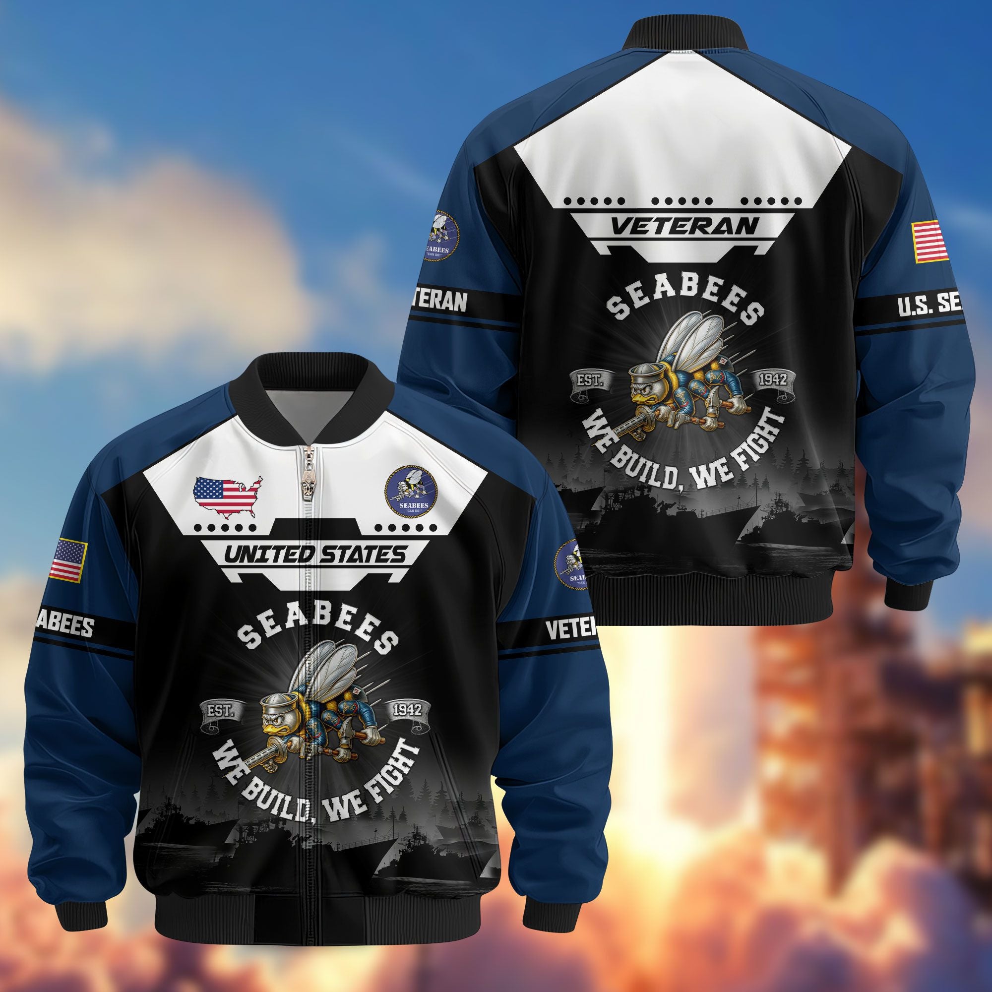 Premium US Veterans Bomber Jacket ATTN011022, Gifts For US Veterans, Gifts On Father's Day, Veterans Day.