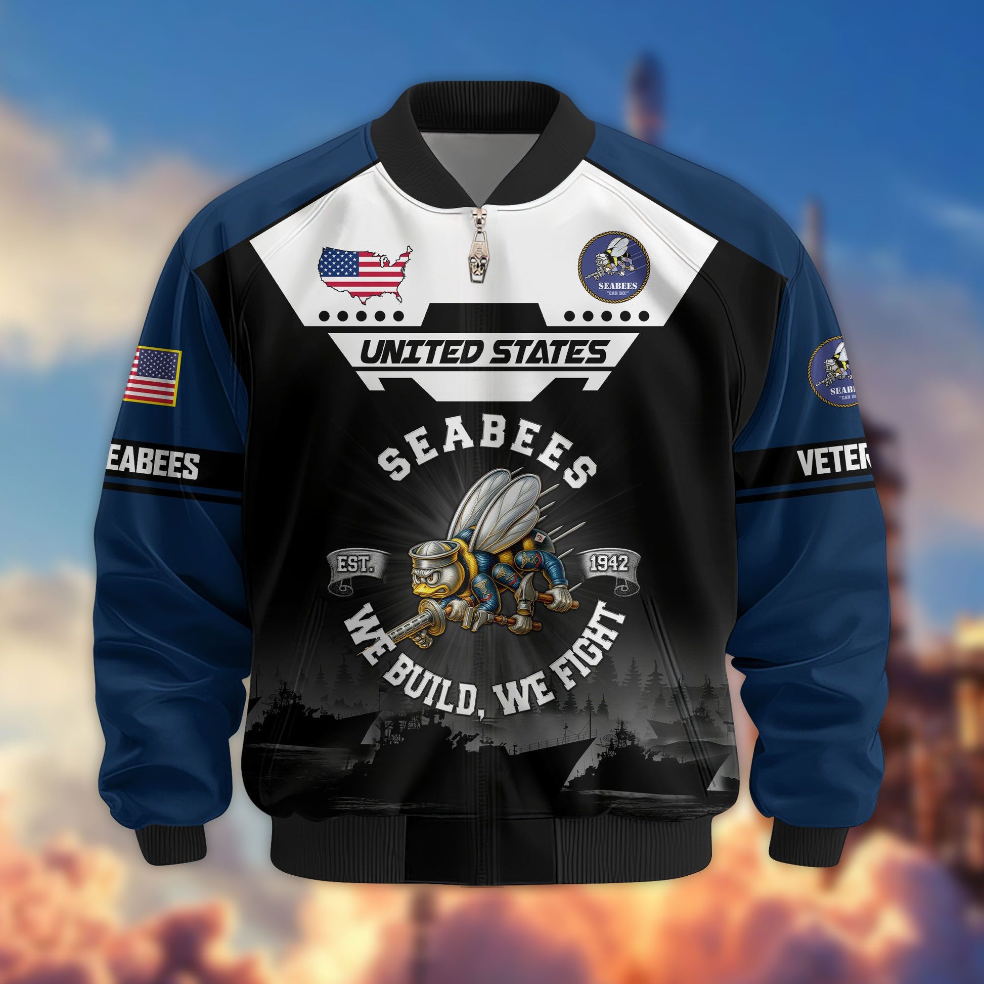 Premium US Veterans Bomber Jacket ATTN011022, Gifts For US Veterans, Gifts On Father's Day, Veterans Day.