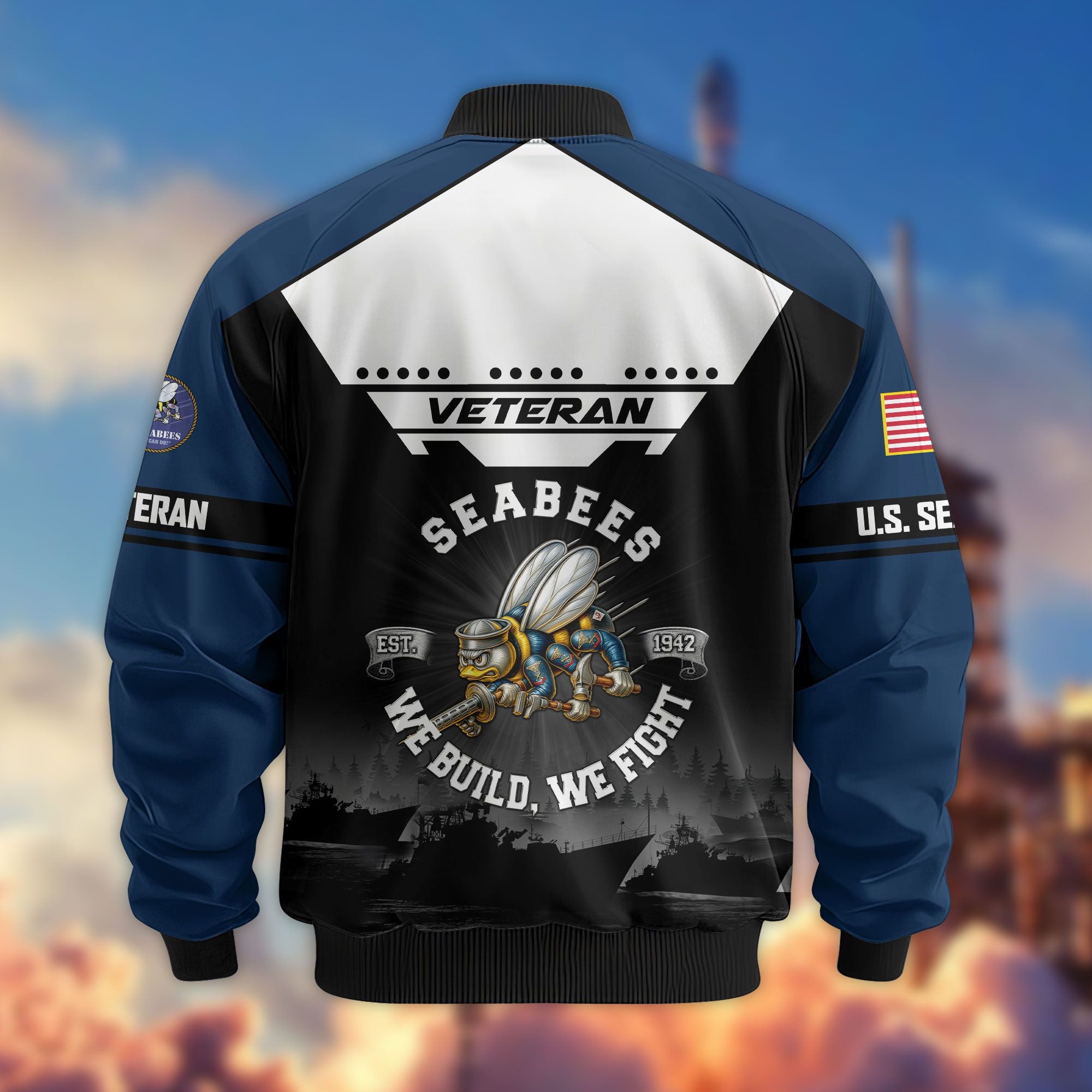 Premium US Veterans Bomber Jacket ATTN011022, Gifts For US Veterans, Gifts On Father's Day, Veterans Day.