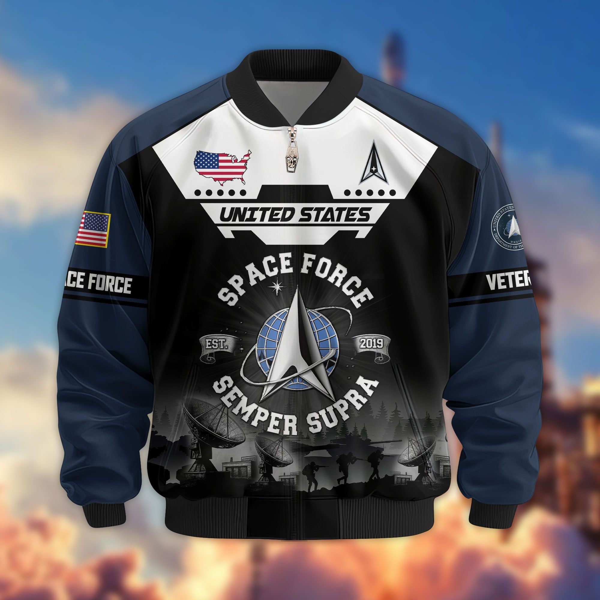 Premium US Veterans Bomber Jacket ATTN011022, Gifts For US Veterans, Gifts On Father's Day, Veterans Day.