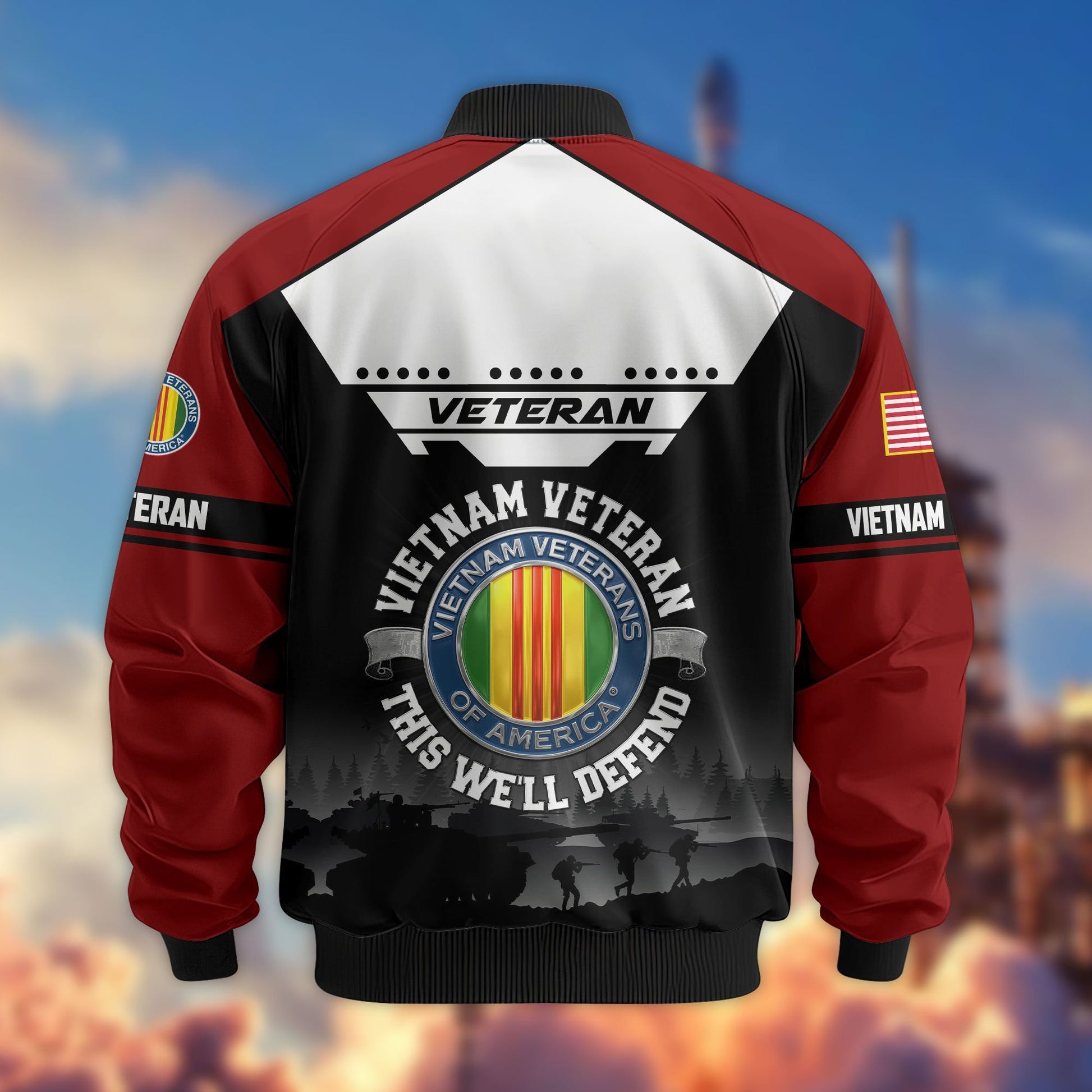 Premium US Veterans Bomber Jacket ATTN011022, Gifts For US Veterans, Gifts On Father's Day, Veterans Day.