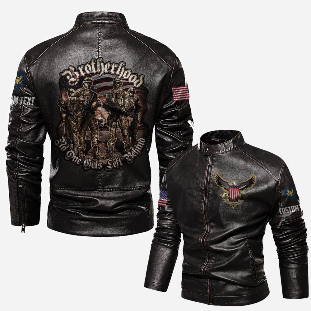 Premium Custom US Veteran Leather Jacket VPVC702353, Gifts For US Veteran, Gifts On Father's Day, Veterans Day.