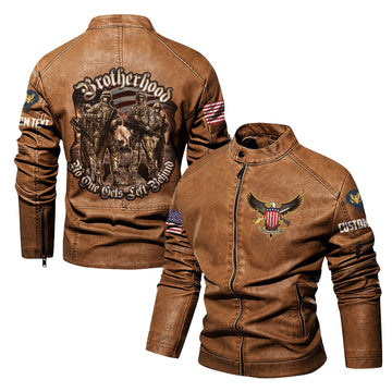 Premium Custom US Veteran Leather Jacket VPVC702354, Gifts For US Veteran, Gifts On Father's Day, Veterans Day.