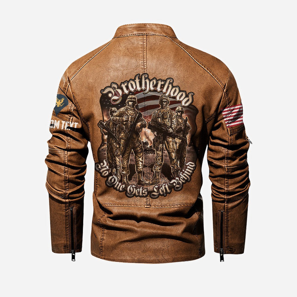 Premium Custom US Veteran Leather Jacket VPVC702354, Gifts For US Veteran, Gifts On Father's Day, Veterans Day.