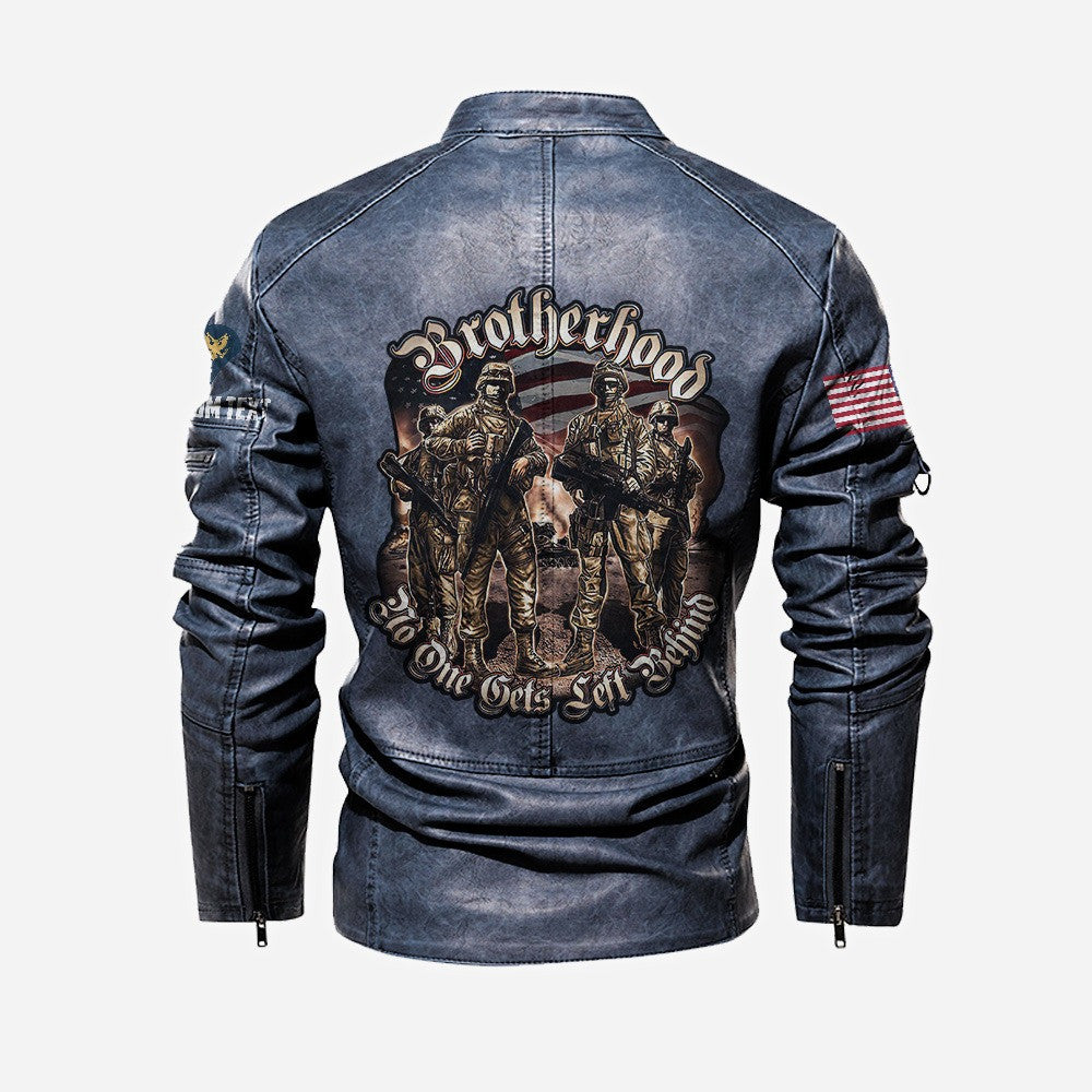 Premium Custom US Veteran Leather Jacket VPVC702355, Gifts For US Veteran, Gifts On Father's Day, Veterans Day.