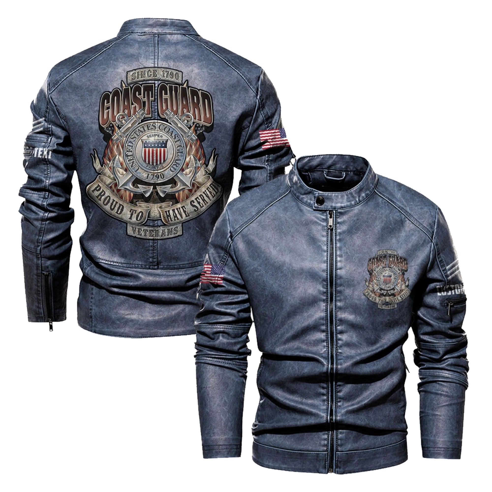 Premium Custom USCG Veteran Leather Jacket VPVC702358, Gifts For Coast Guard Veteran, Gifts On Father's Day, Veterans Day.