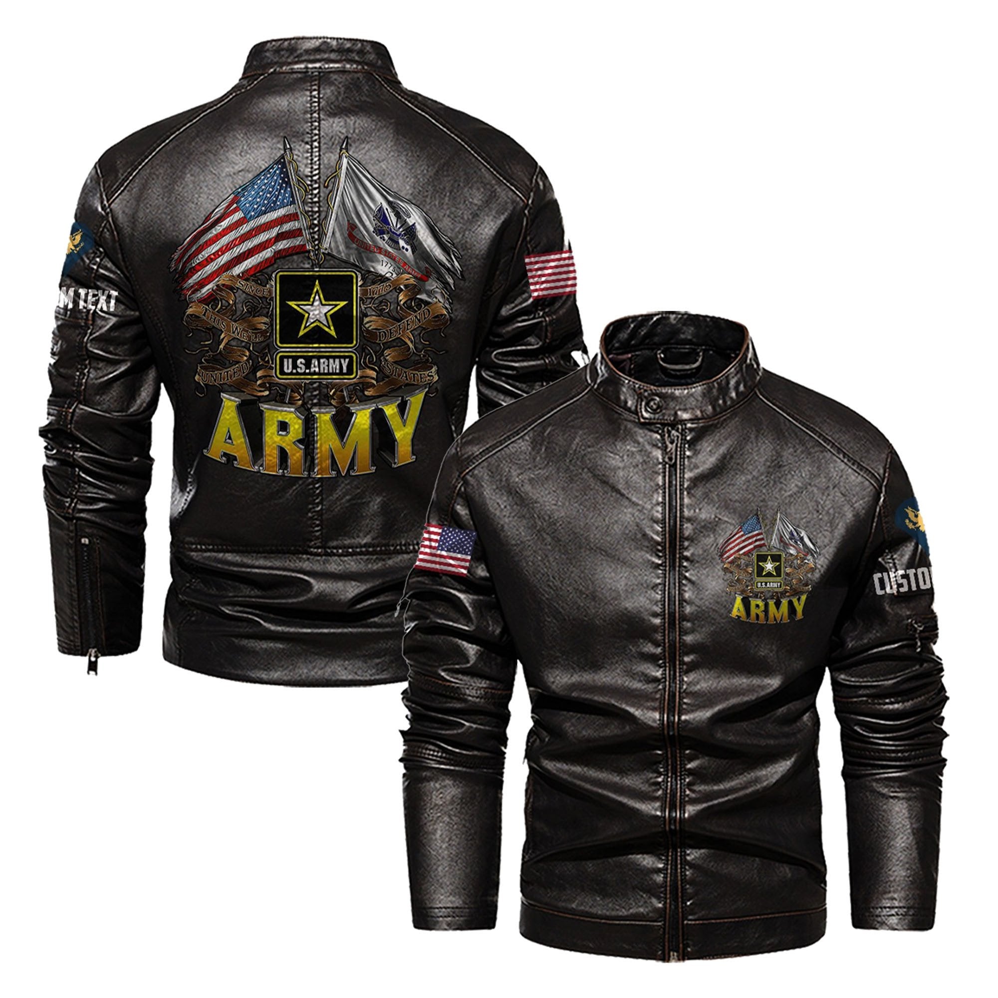 Premium Custom US Army Veteran Leather Jacket VPVC702359, Gifts For Army Veteran, Gifts On Father's Day, Veterans Day.