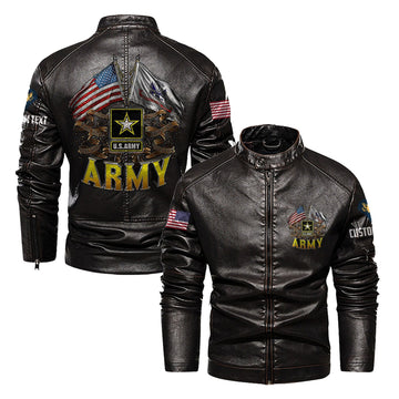 Premium Custom US Army Veteran Leather Jacket VPVC702359, Gifts For Army Veteran, Gifts On Father's Day, Veterans Day.