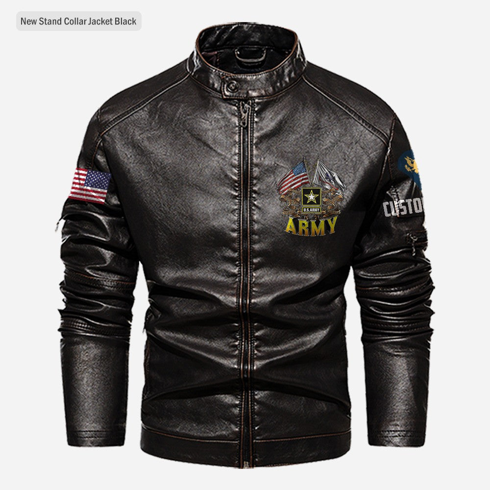 Premium Custom US Army Veteran Leather Jacket VPVC702359, Gifts For Army Veteran, Gifts On Father's Day, Veterans Day.