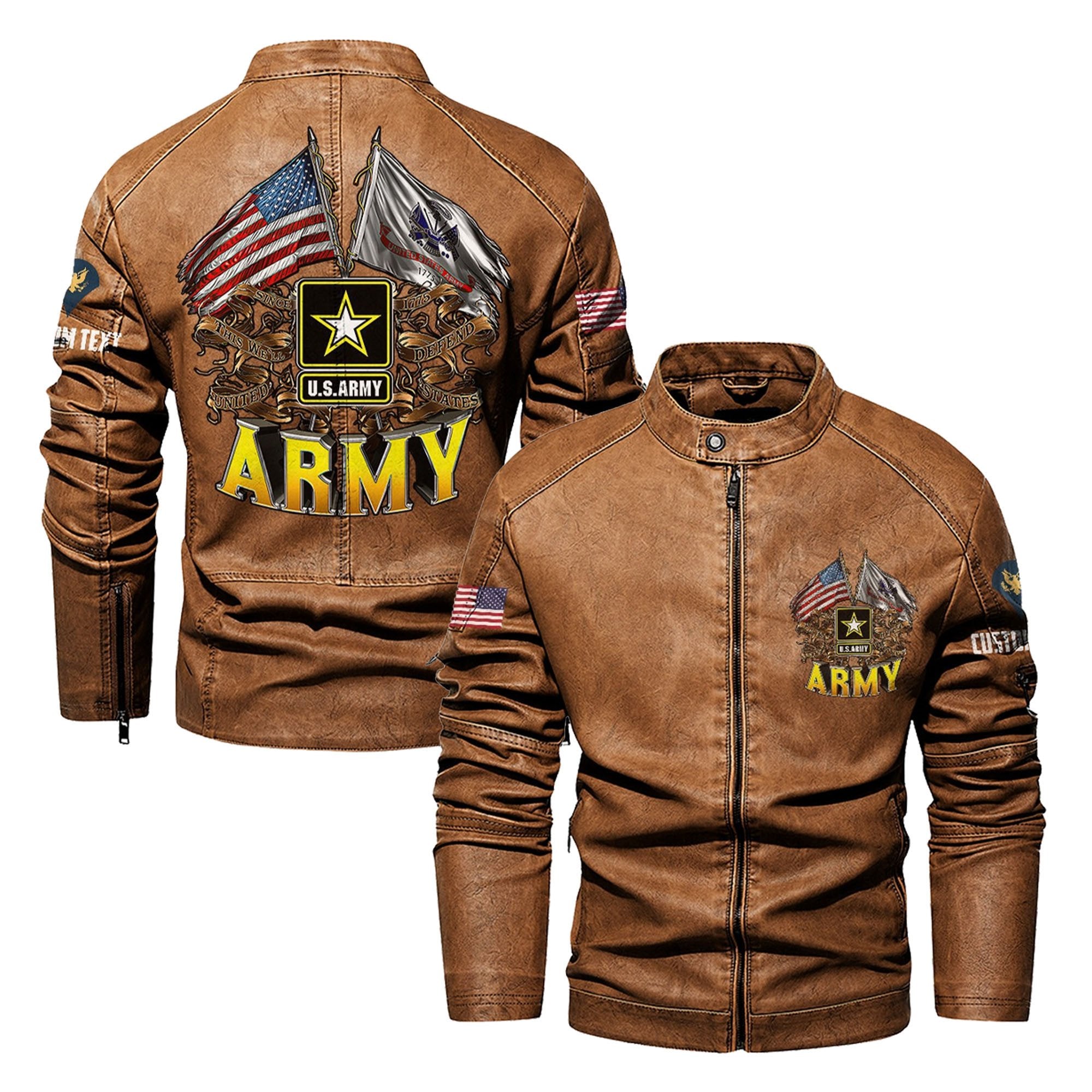 Premium Custom US Army Veteran Leather Jacket VPVC702360, Gifts For Army Veteran, Gifts On Father's Day, Veterans Day.