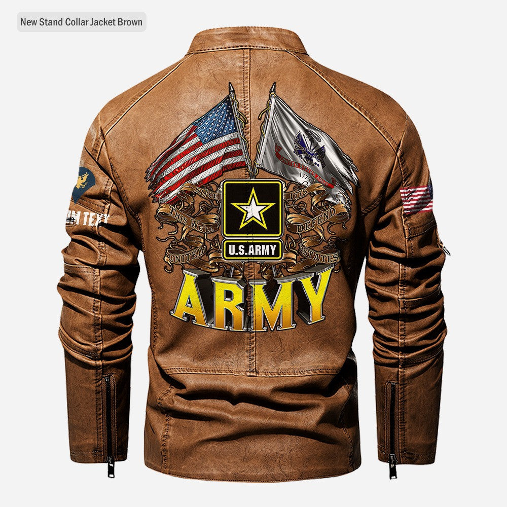 Premium Custom US Army Veteran Leather Jacket VPVC702360, Gifts For Army Veteran, Gifts On Father's Day, Veterans Day.