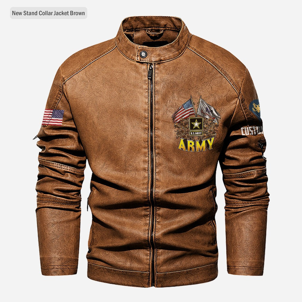 Premium Custom US Army Veteran Leather Jacket VPVC702360, Gifts For Army Veteran, Gifts On Father's Day, Veterans Day.
