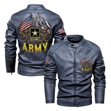 Premium Custom US Army Veteran Leather Jacket VPVC702361, Gifts For Army Veteran, Gifts On Father's Day, Veterans Day.