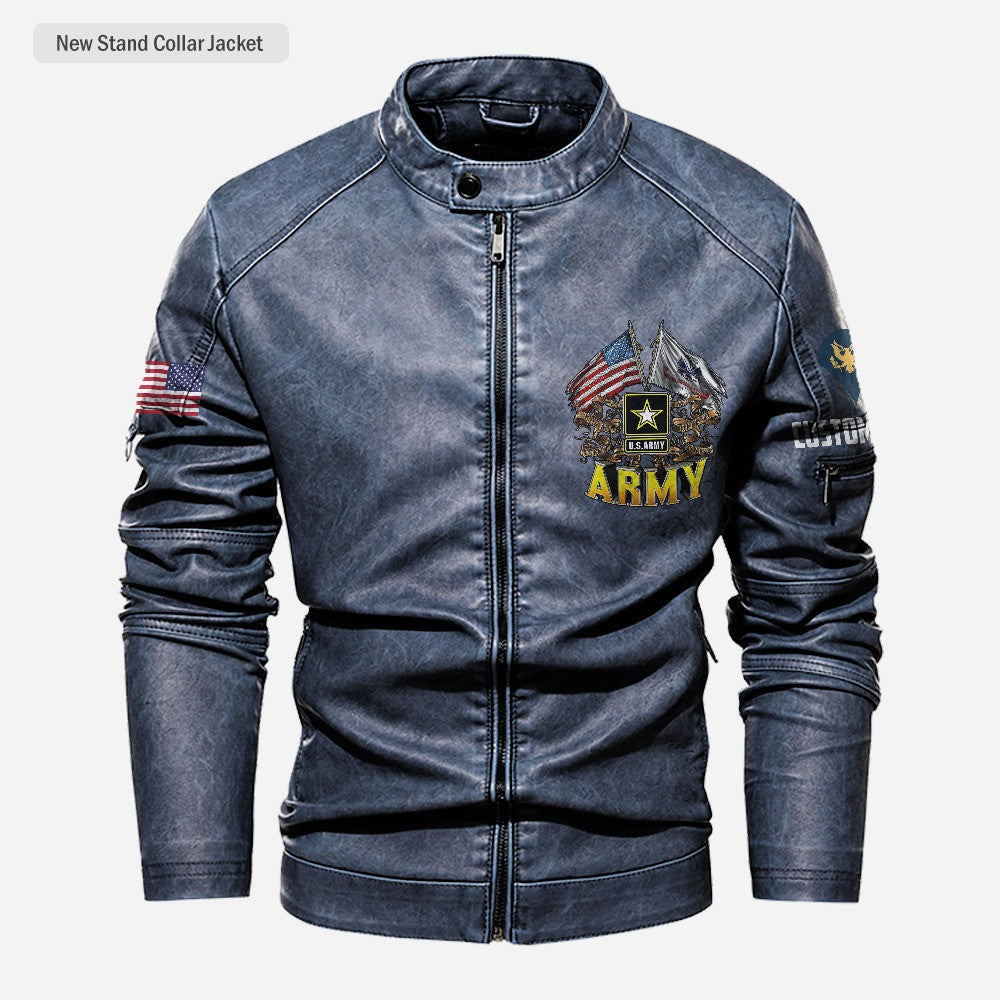 Premium Custom US Army Veteran Leather Jacket VPVC702361, Gifts For Army Veteran, Gifts On Father's Day, Veterans Day.