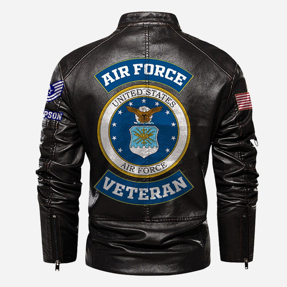 Premium Custom USAF Veteran Leather Jacket VPVC702365, Gifts For Air Force Veteran, Gifts On Father's Day, Veterans Day.