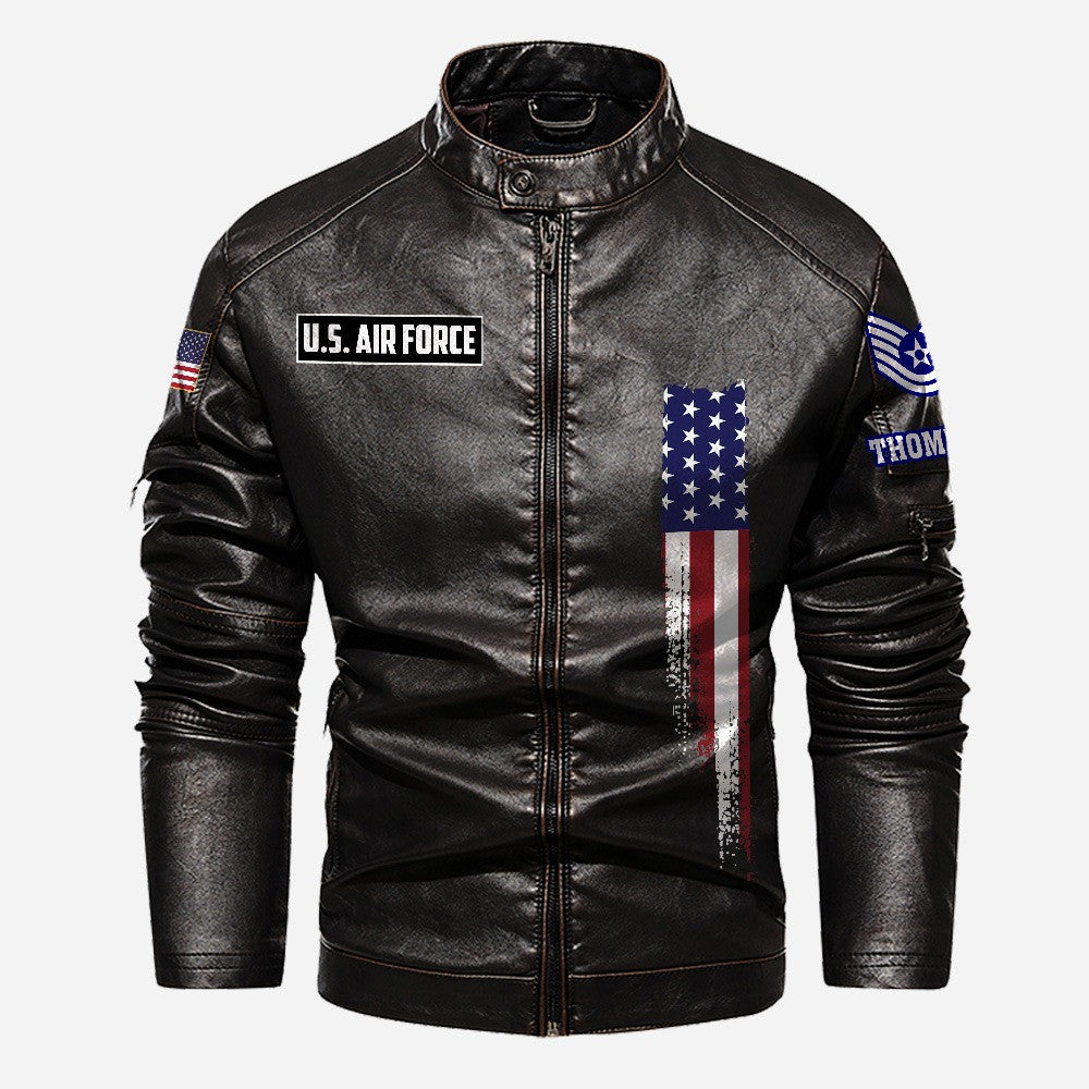 Premium Custom USAF Veteran Leather Jacket VPVC702365, Gifts For Air Force Veteran, Gifts On Father's Day, Veterans Day.