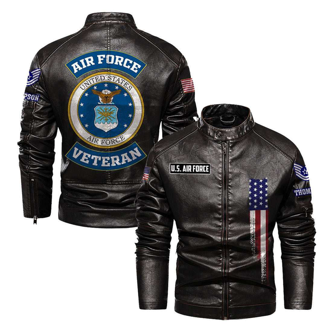 Premium Custom USAF Veteran Leather Jacket VPVC702365, Gifts For Air Force Veteran, Gifts On Father's Day, Veterans Day.