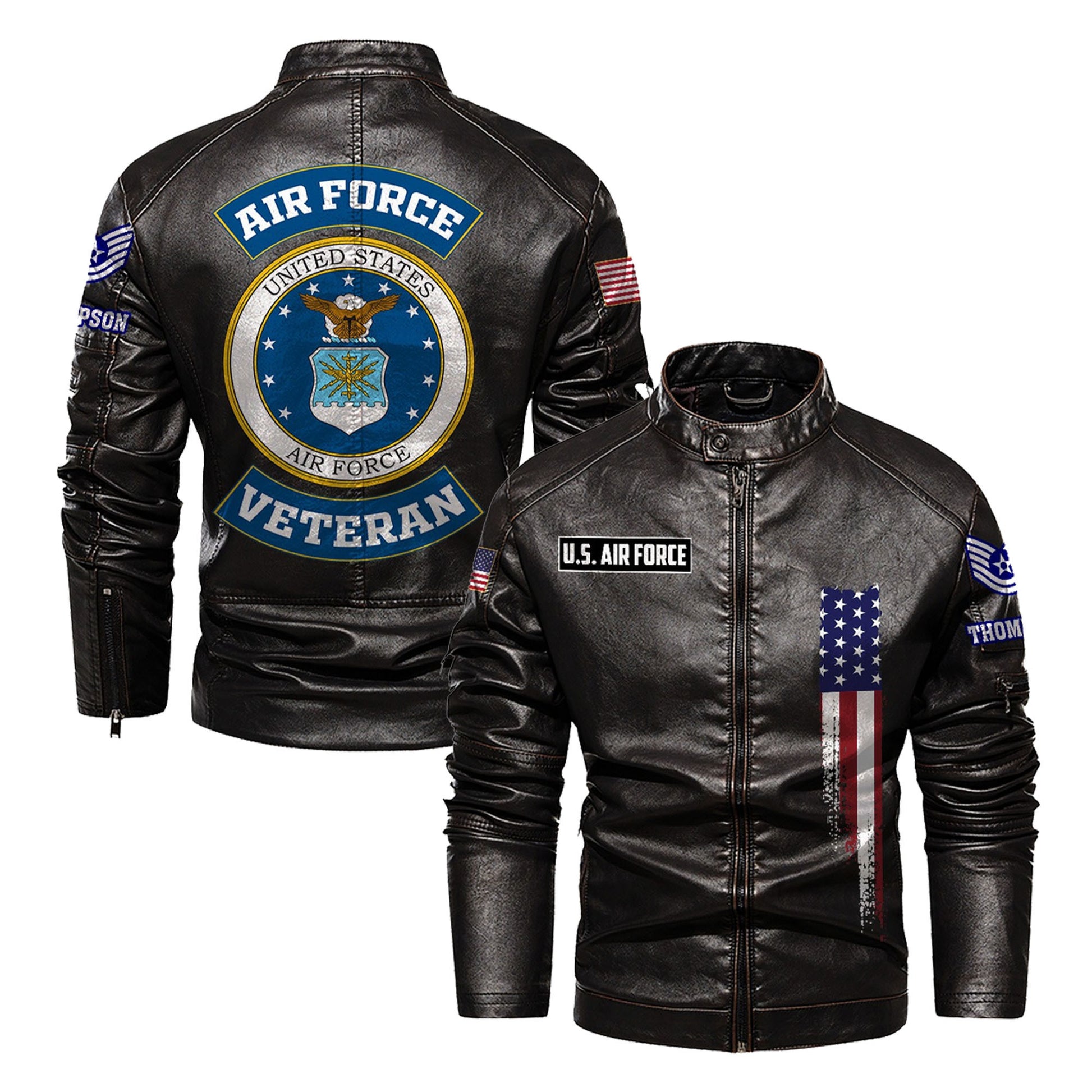 Premium Custom USAF Veteran Leather Jacket VPVC702365, Gifts For Air Force Veteran, Gifts On Father's Day, Veterans Day.