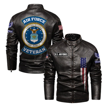 Premium Custom USAF Veteran Leather Jacket VPVC702365, Gifts For Air Force Veteran, Gifts On Father's Day, Veterans Day.