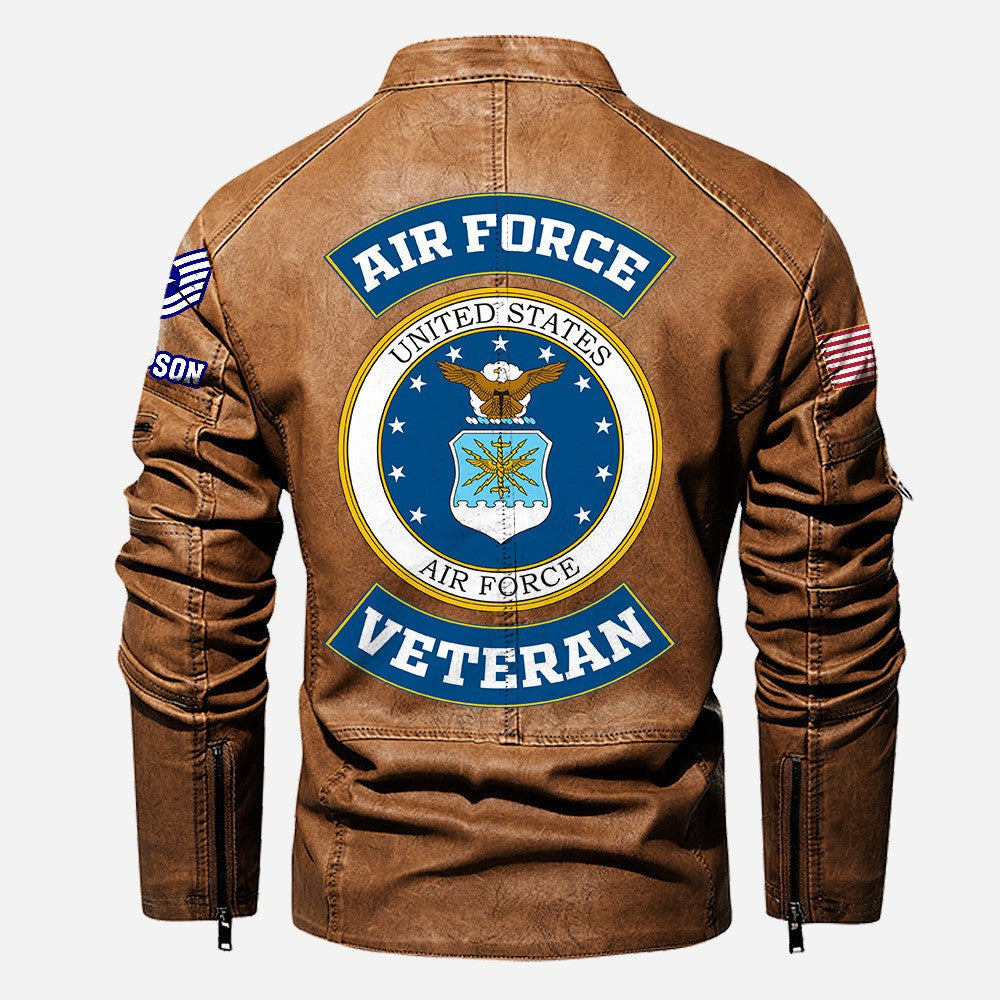 Premium Custom USAF Veteran Leather Jacket VPVC702366, Gifts For Air Force Veteran, Gifts On Father's Day, Veterans Day.