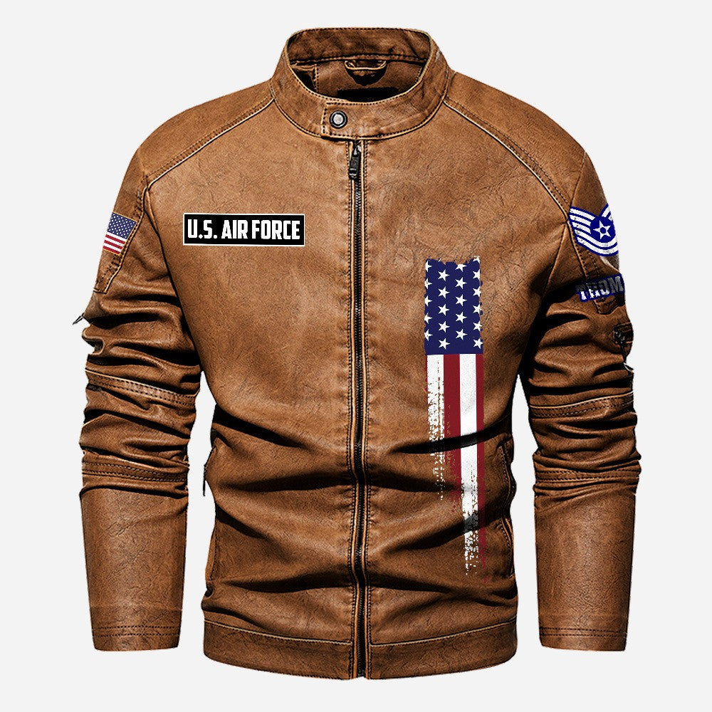 Premium Custom USAF Veteran Leather Jacket VPVC702366, Gifts For Air Force Veteran, Gifts On Father's Day, Veterans Day.