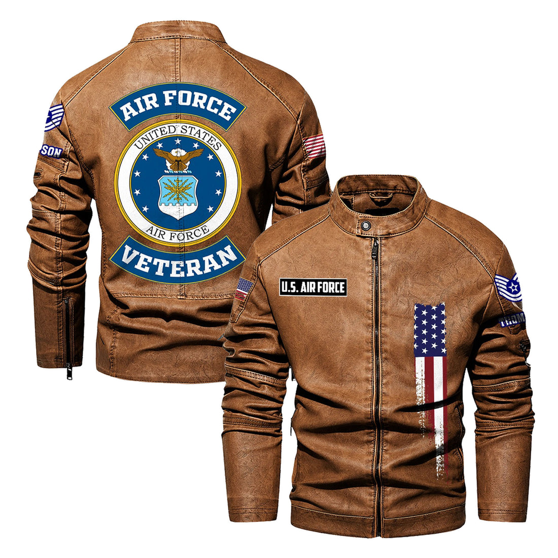 Premium Custom USAF Veteran Leather Jacket VPVC702366, Gifts For Air Force Veteran, Gifts On Father's Day, Veterans Day.