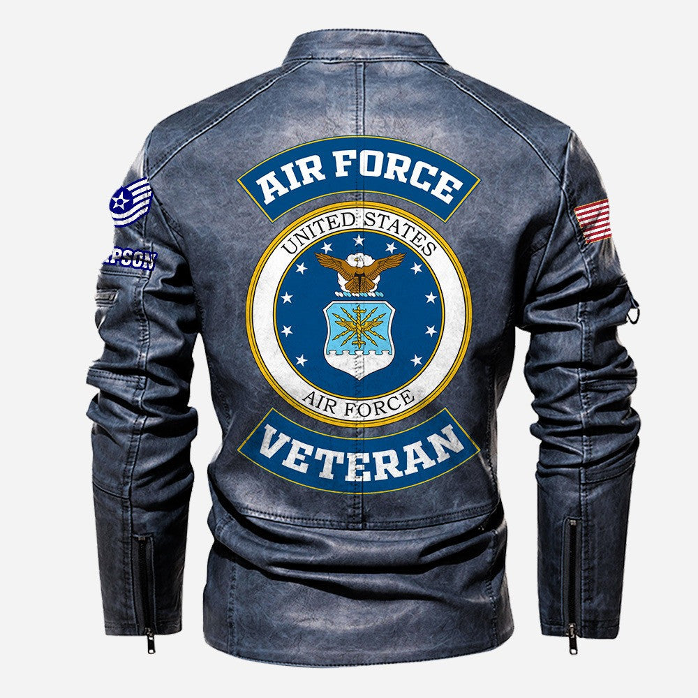 Premium Custom USAF Veteran Leather Jacket VPVC702367, Gifts For Air Force Veteran, Gifts On Father's Day, Veterans Day.