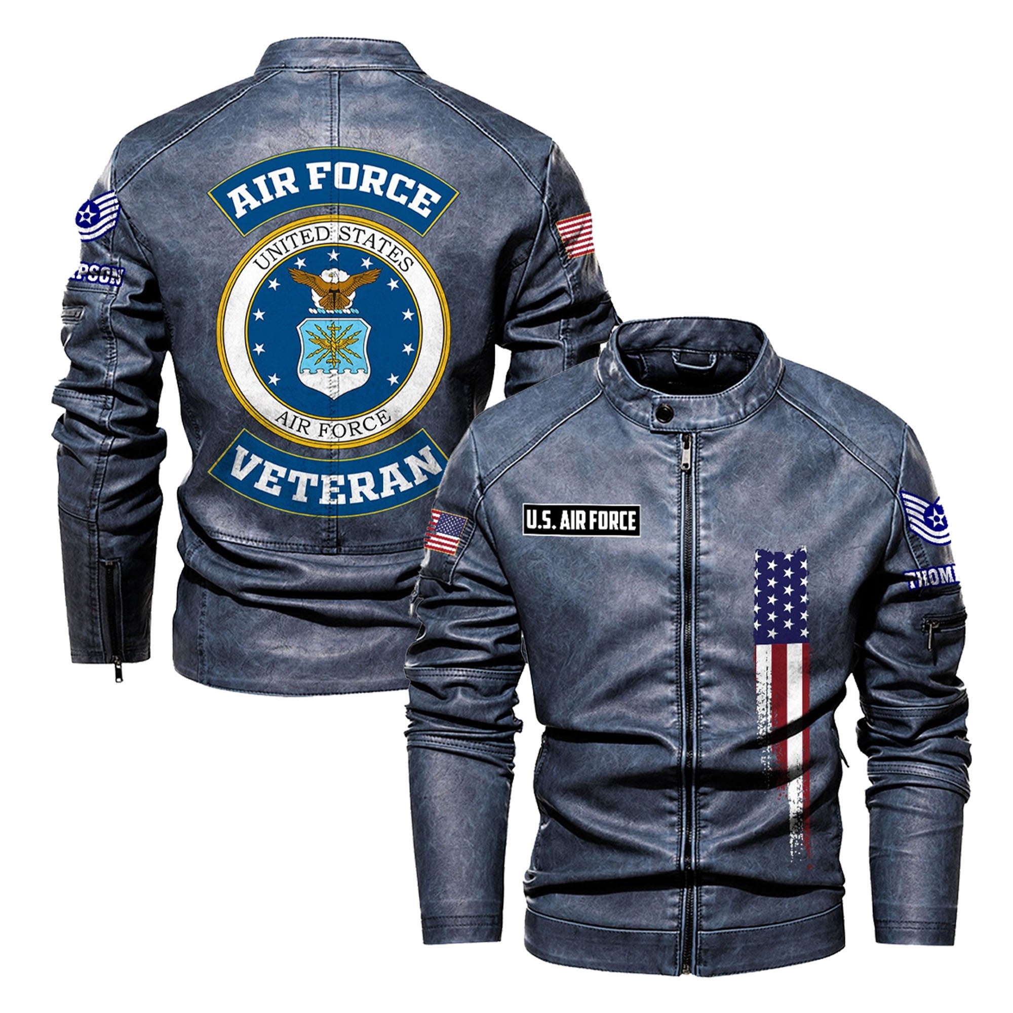 Premium Custom USAF Veteran Leather Jacket VPVC702367, Gifts For Air Force Veteran, Gifts On Father's Day, Veterans Day.